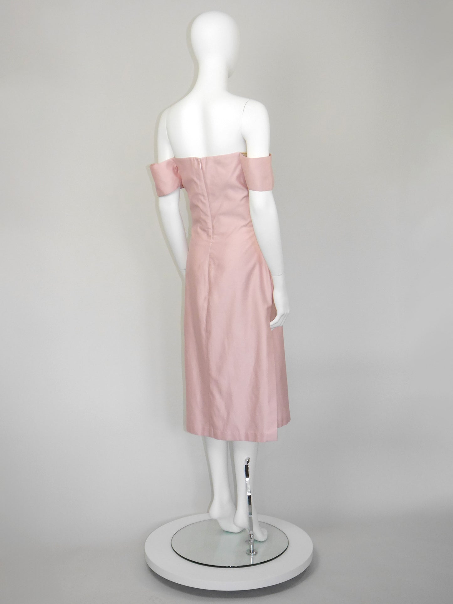 ALEXANDER MCQUEEN Spring 2001 "Voss" Vintage Pastel Pink Off-Shoulder Dress Size S