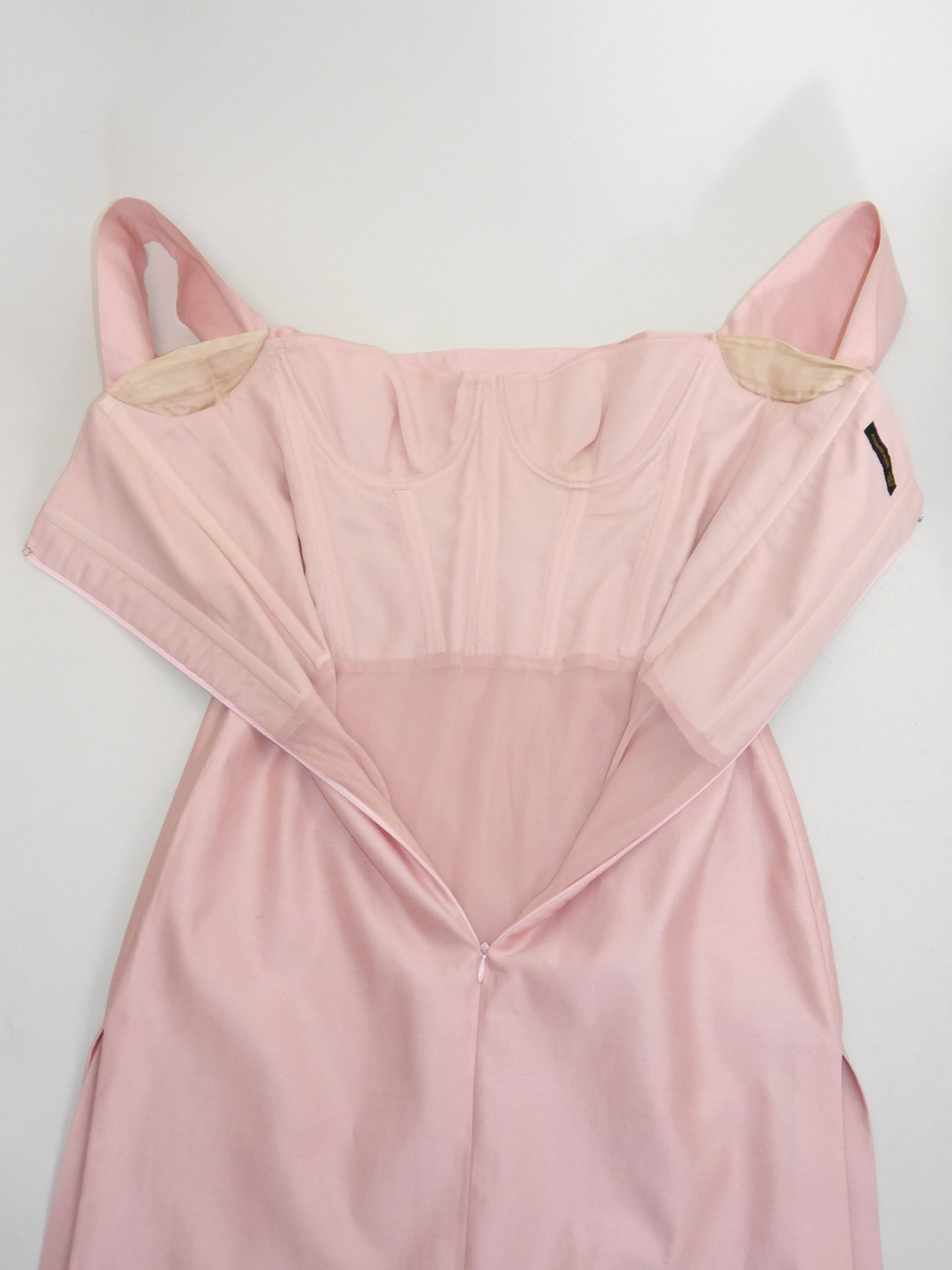 ALEXANDER MCQUEEN Spring 2001 "Voss" Vintage Pastel Pink Off-Shoulder Dress Size S