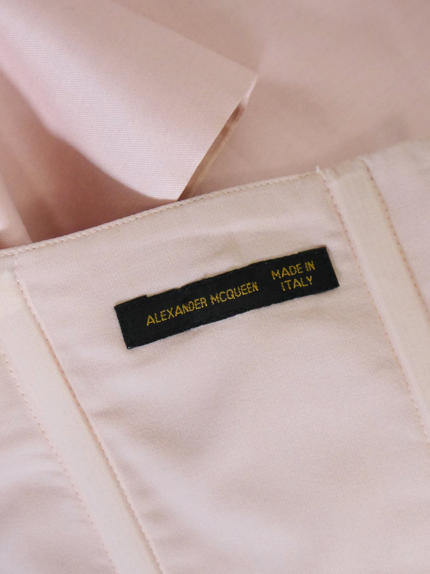 ALEXANDER MCQUEEN Spring 2001 "Voss" Vintage Pastel Pink Off-Shoulder Dress Size S