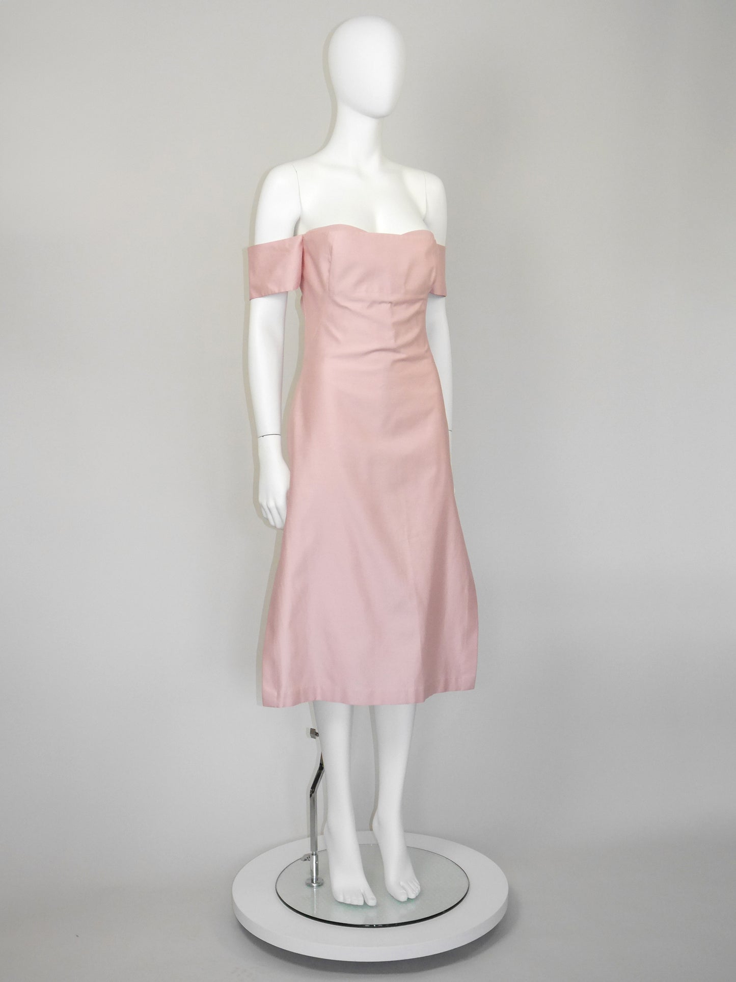 ALEXANDER MCQUEEN Spring 2001 "Voss" Vintage Pastel Pink Off-Shoulder Dress Size S