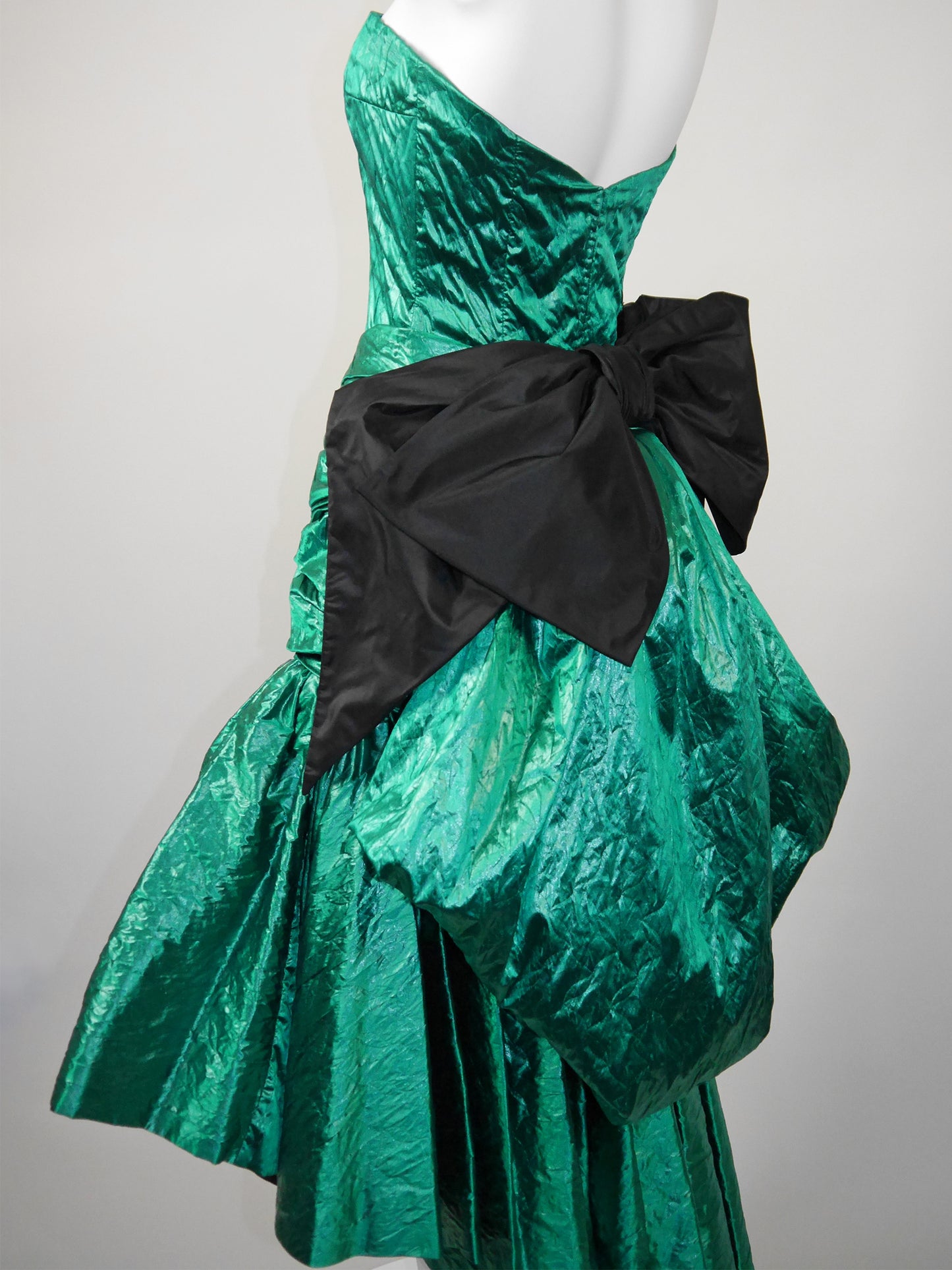 ANDREA ODICINI Couture 1980s Vintage Asymmetrical Evening Gown w/ Cul de Paris Size XS