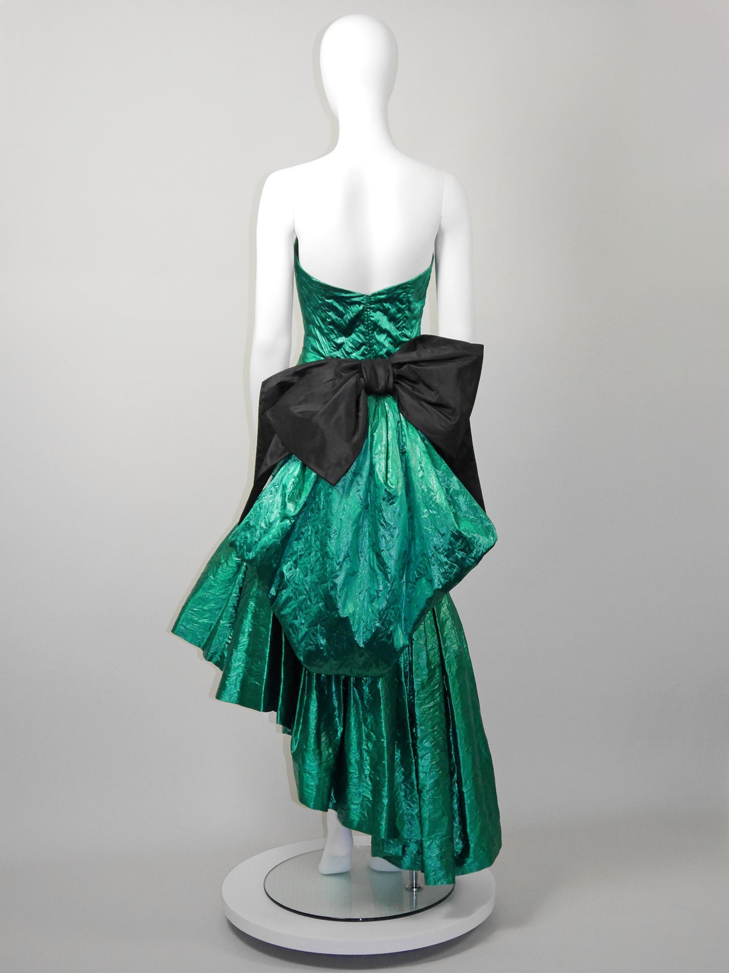 ANDREA ODICINI Couture 1980s Vintage Asymmetrical Evening Gown w/ Cul de Paris Size XS