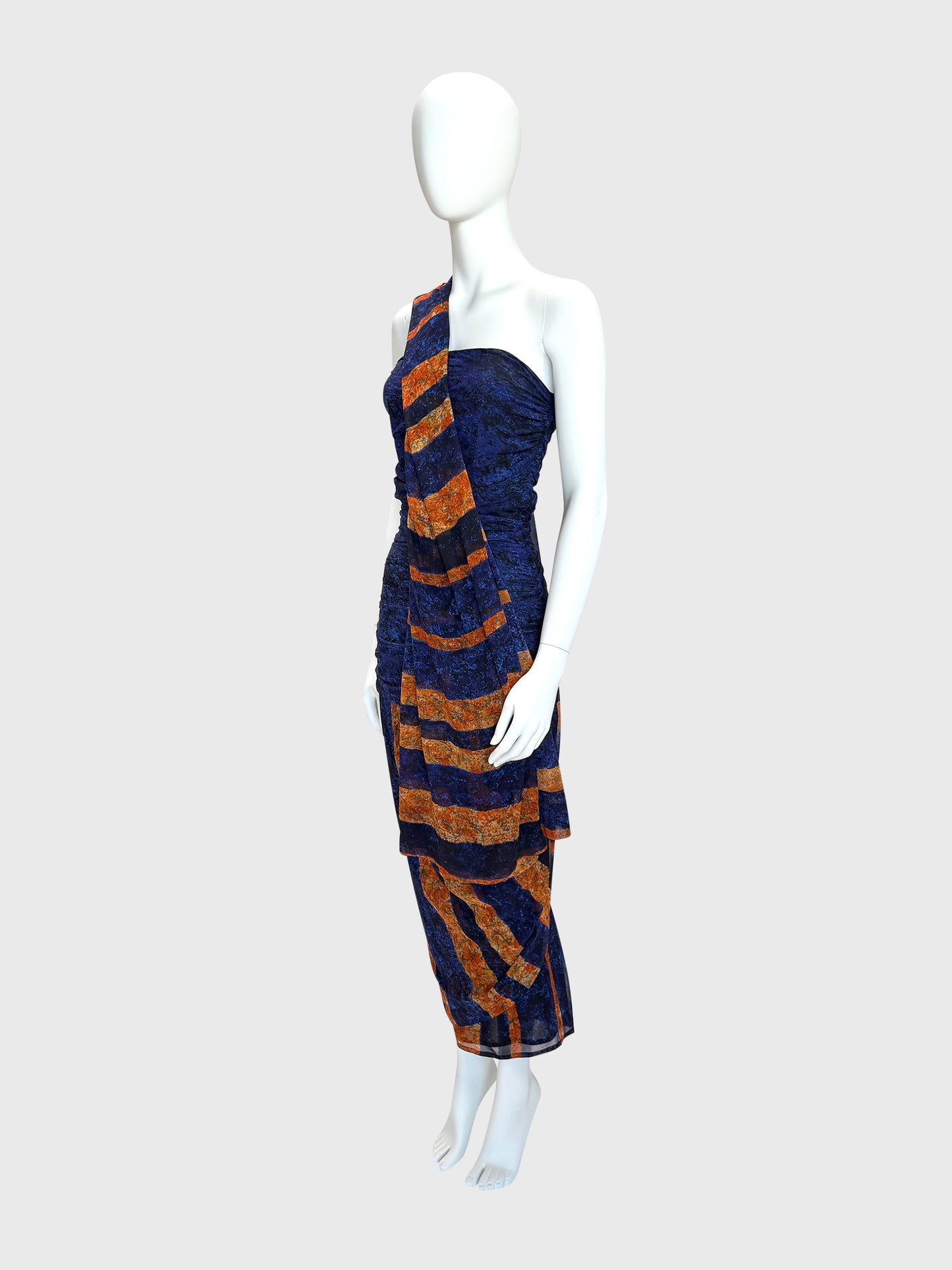 ANGELO TARLAZZI Spring 1986 Vintage Ethnic-Inspired Silk Maxi Dress w/ Stole Size XS-S