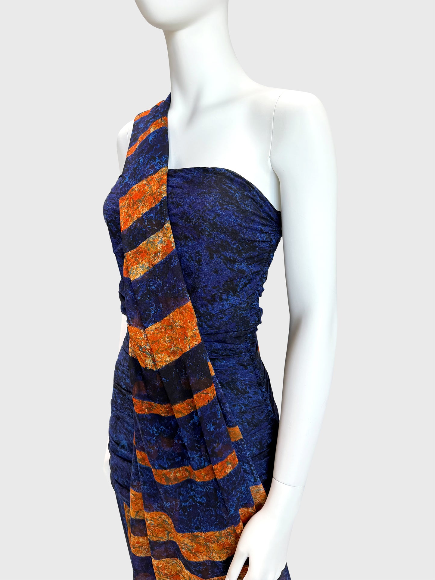 ANGELO TARLAZZI Spring 1986 Vintage Ethnic-Inspired Silk Maxi Dress w/ Stole Size XS-S