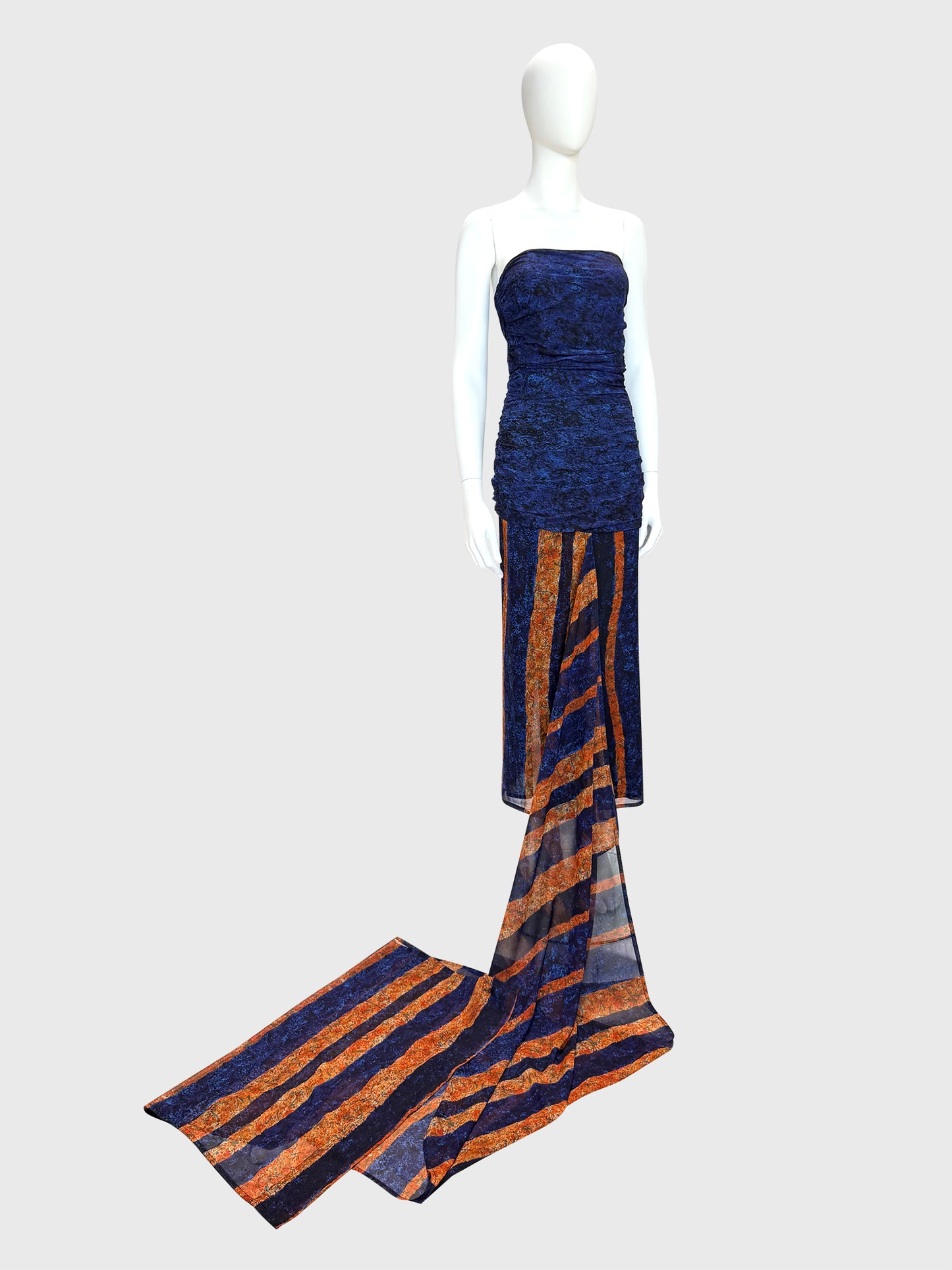 ANGELO TARLAZZI Spring 1986 Vintage Ethnic-Inspired Silk Maxi Dress w/ Stole Size XS-S
