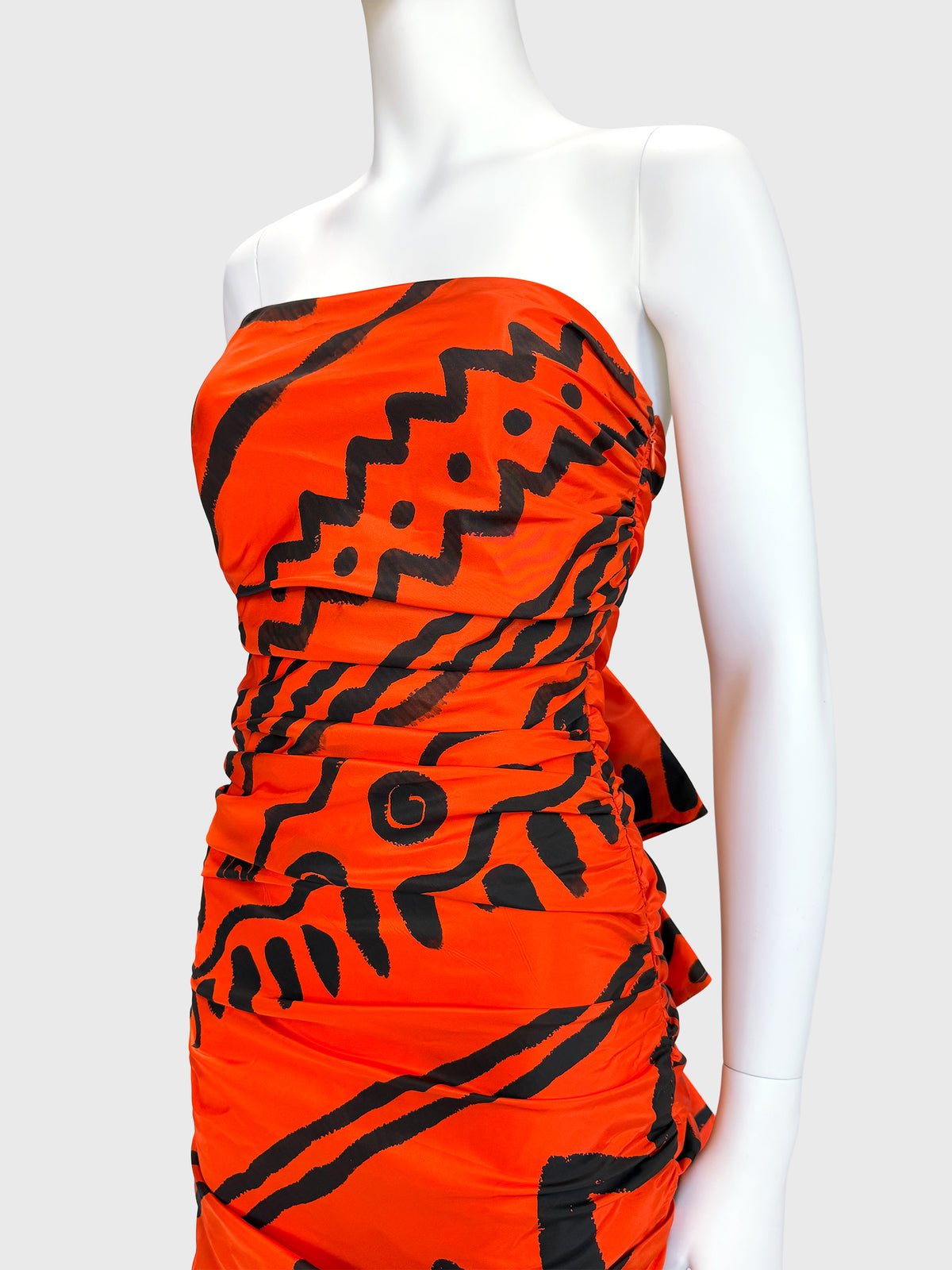 ANGELO TARLAZZI Spring 1990 Vintage Printed Silk Cocktail Mini Dress w/ Open Back Size XS