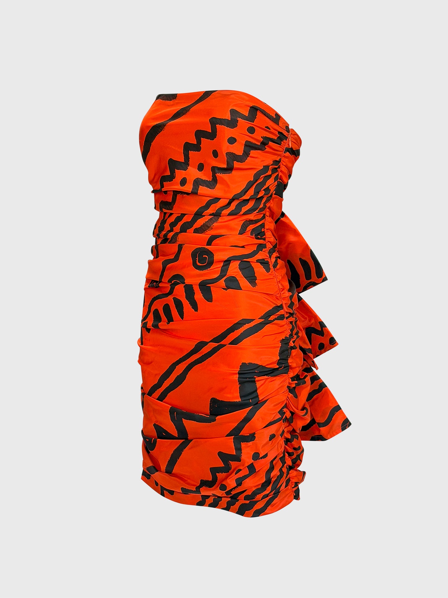 ANGELO TARLAZZI Spring 1990 Vintage Printed Silk Cocktail Mini Dress w/ Open Back