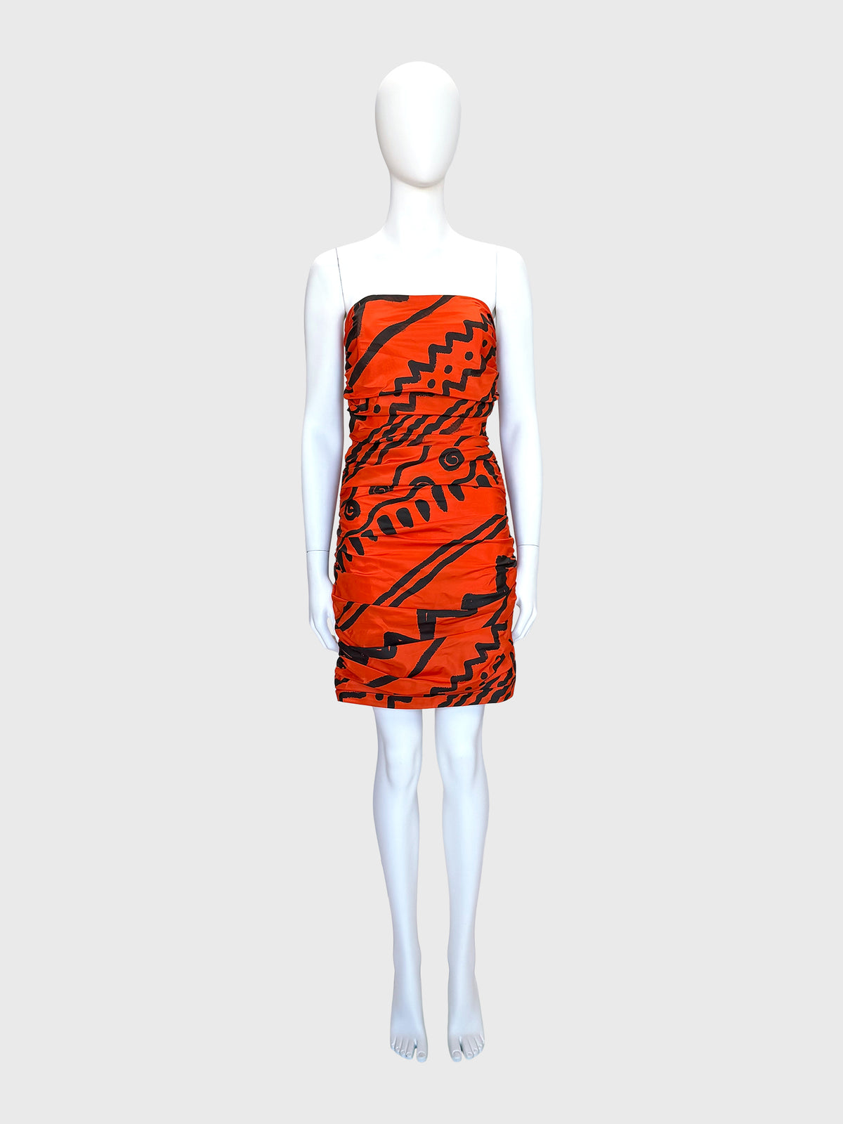 ANGELO TARLAZZI Spring 1990 Vintage Printed Silk Cocktail Mini Dress w/ Open Back Size XS