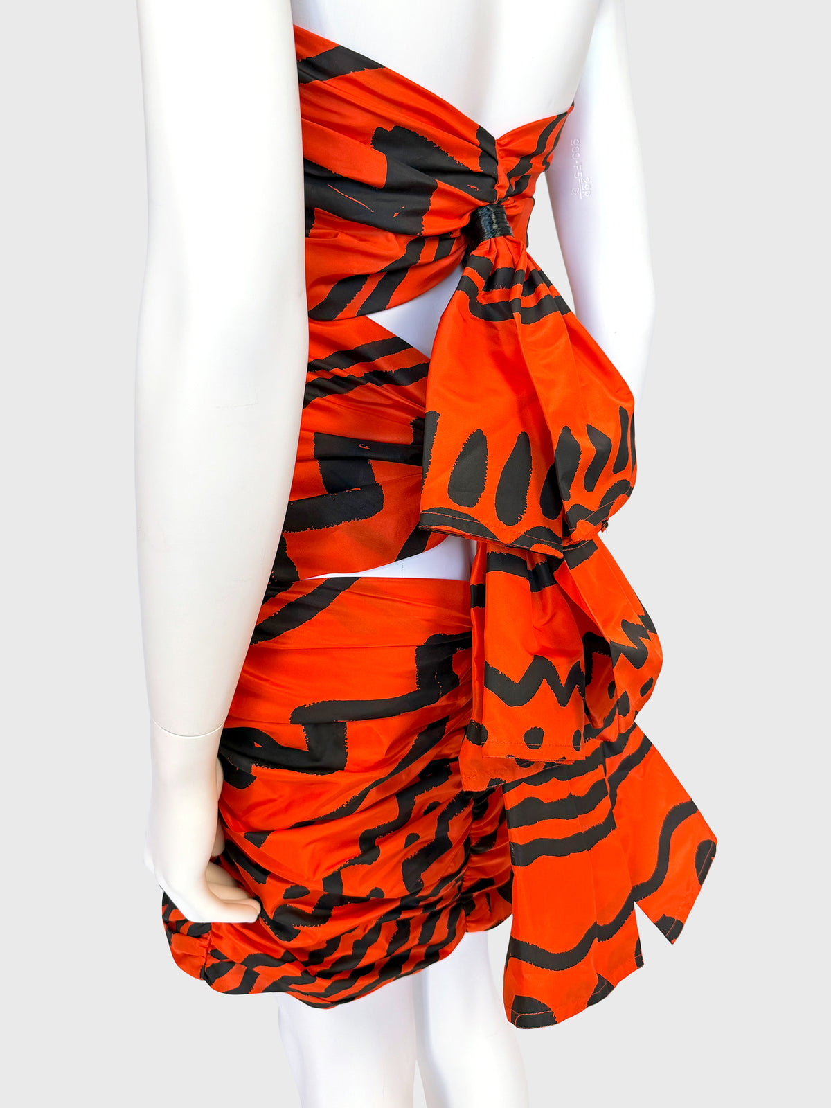 ANGELO TARLAZZI Spring 1990 Vintage Printed Silk Cocktail Mini Dress w/ Open Back Size XS