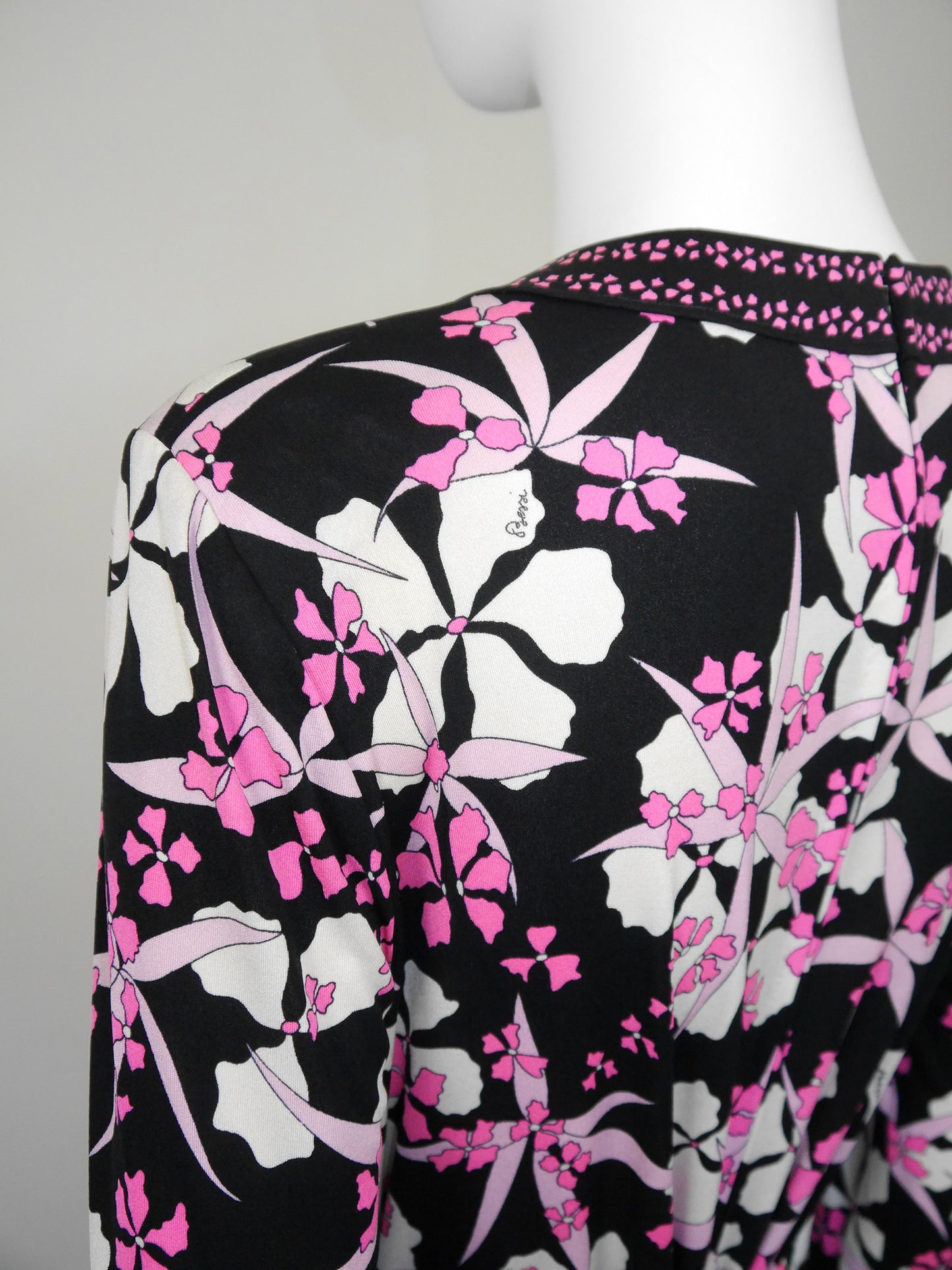 BESSI 1970s Vintage Floral Signature Print Silk Maxi Evening Dress Unworn Size XL
