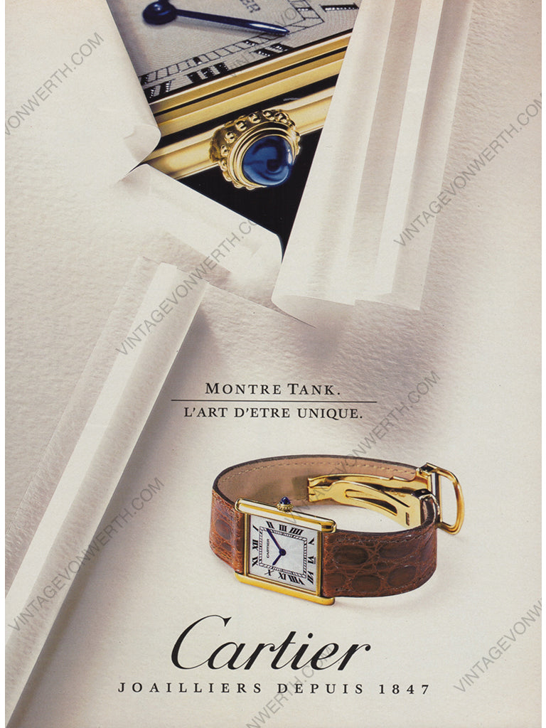CARTIER 1993 Tank Vintage Advertisement Jewelry Watches