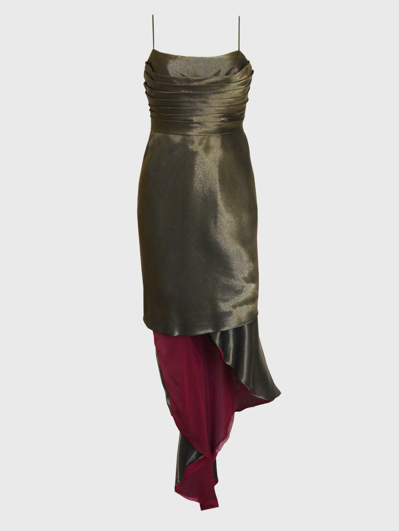 CHANEL by Karl Lagerfeld Fall 1990 Vintage Gold Lamé High-Low Evening Dress