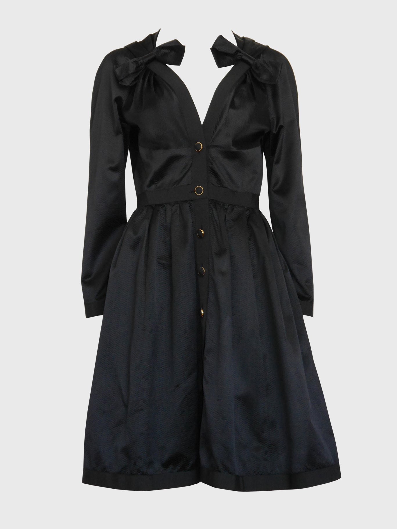 CHANEL by Karl Lagerfeld Fall 1991 Vintage Black Silk Evening Dress Runway Piece