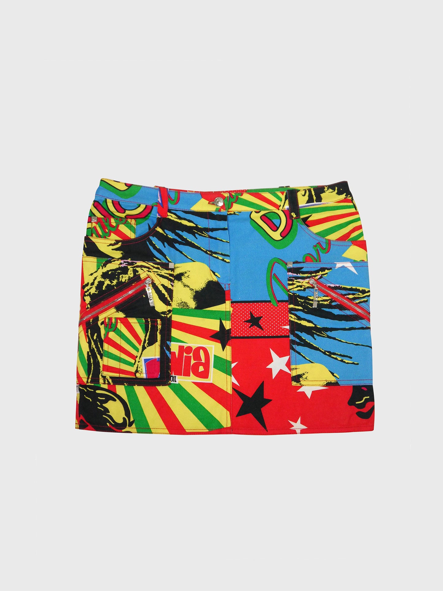 CHRISTIAN DIOR by John Galliano Spring 2004 Vintage Rasta Mania Bob Marley Mini Skirt Size S