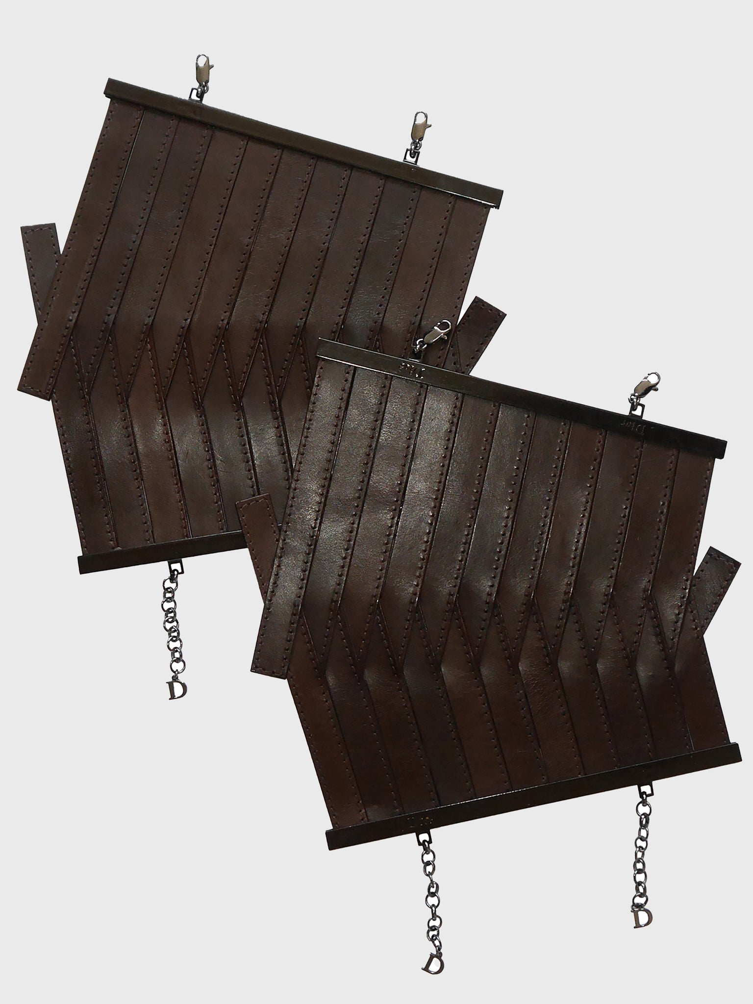 CHRISTIAN DIOR 2000s Vintage Dark Brown Leather Gladiator Cuffs