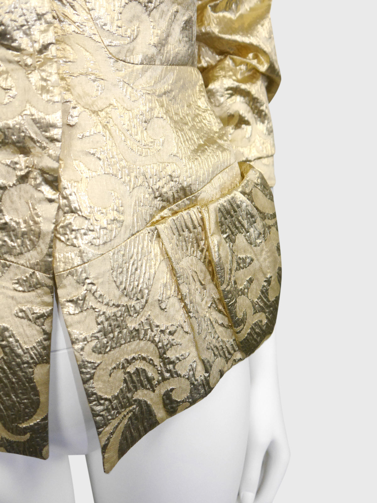 CHRISTIAN LACROIX Fall 1999 Vintage Gold Metallic Silk Brocade Evening Jacket Size XS