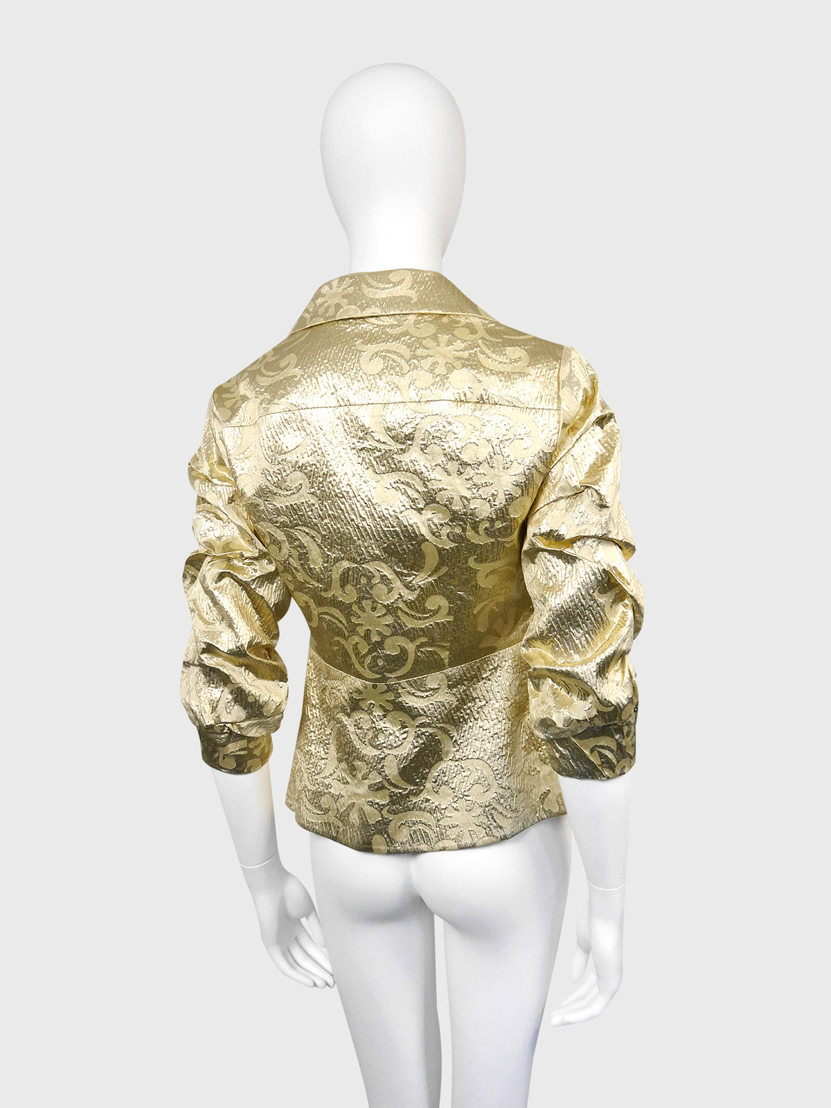 CHRISTIAN LACROIX Fall 1999 Vintage Gold Metallic Silk Brocade Evening Jacket Size XS