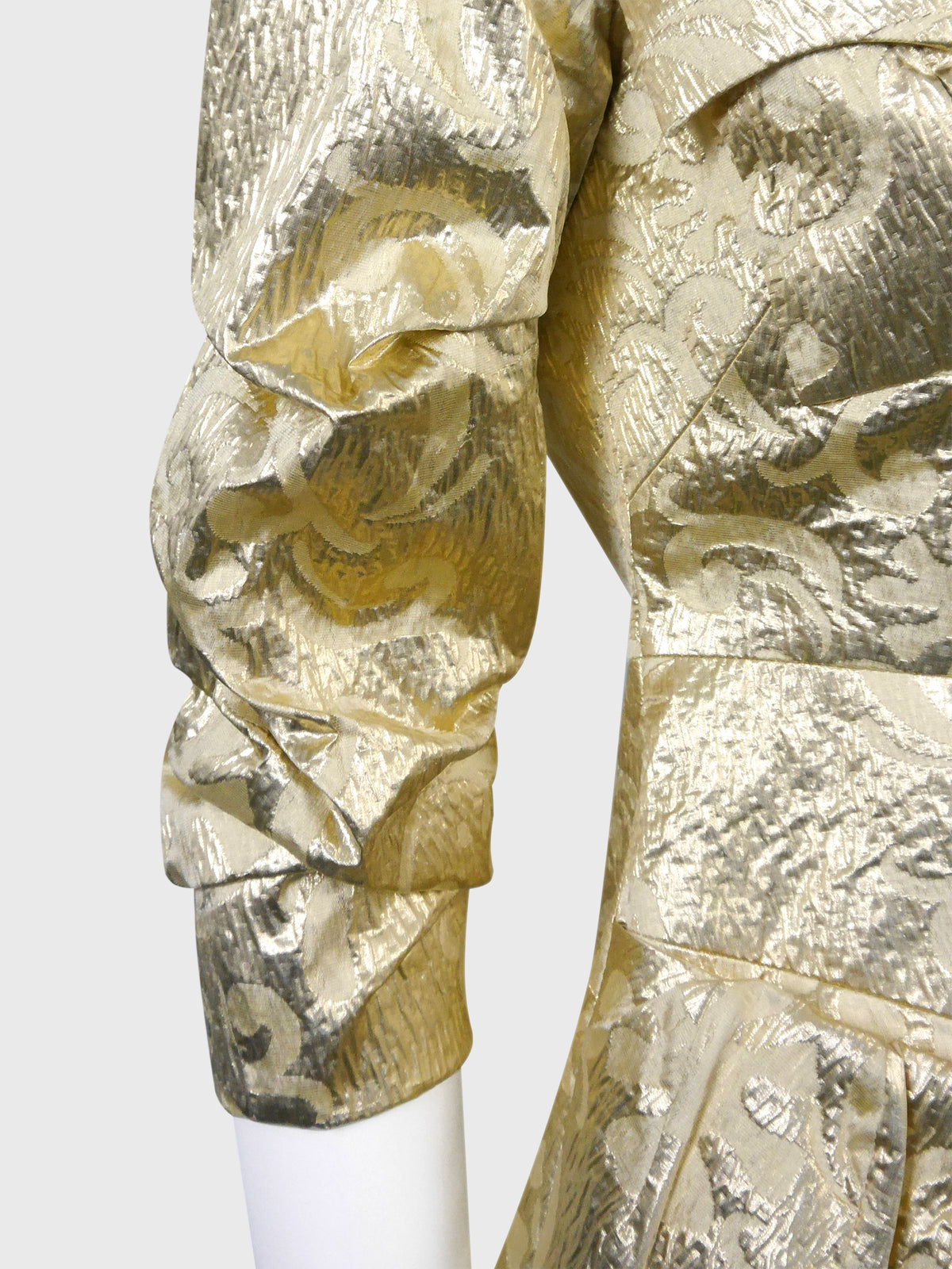 CHRISTIAN LACROIX Fall 1999 Vintage Gold Metallic Silk Brocade Evening Jacket Size XS