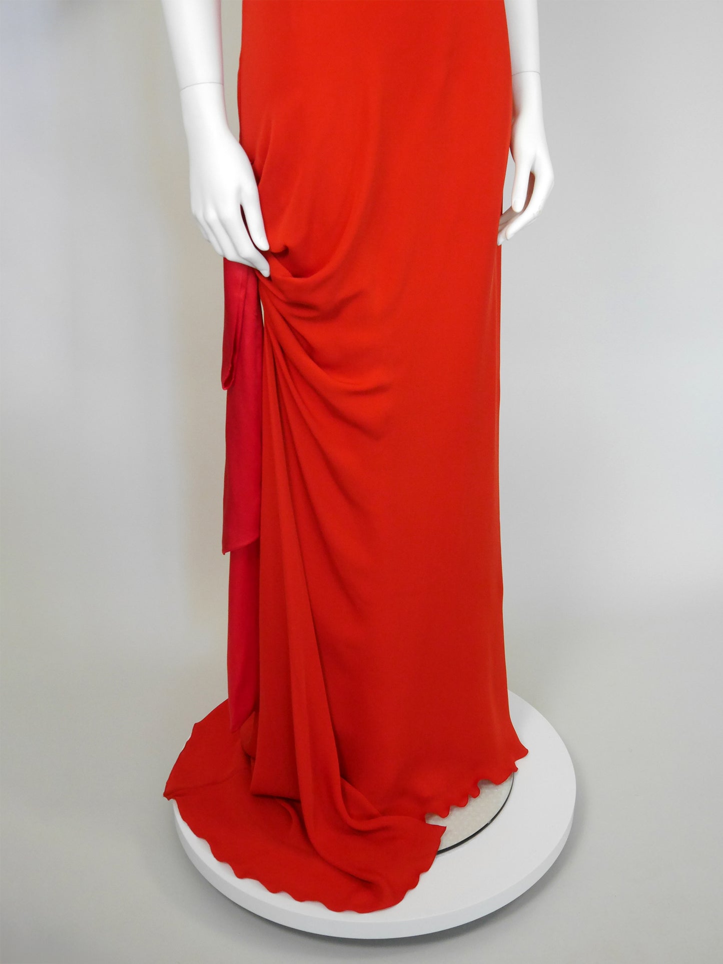 CHRISTIAN LACROIX Fall 2008 Vintage Draped Red Silk Maxi Evening Gown NWT Size M