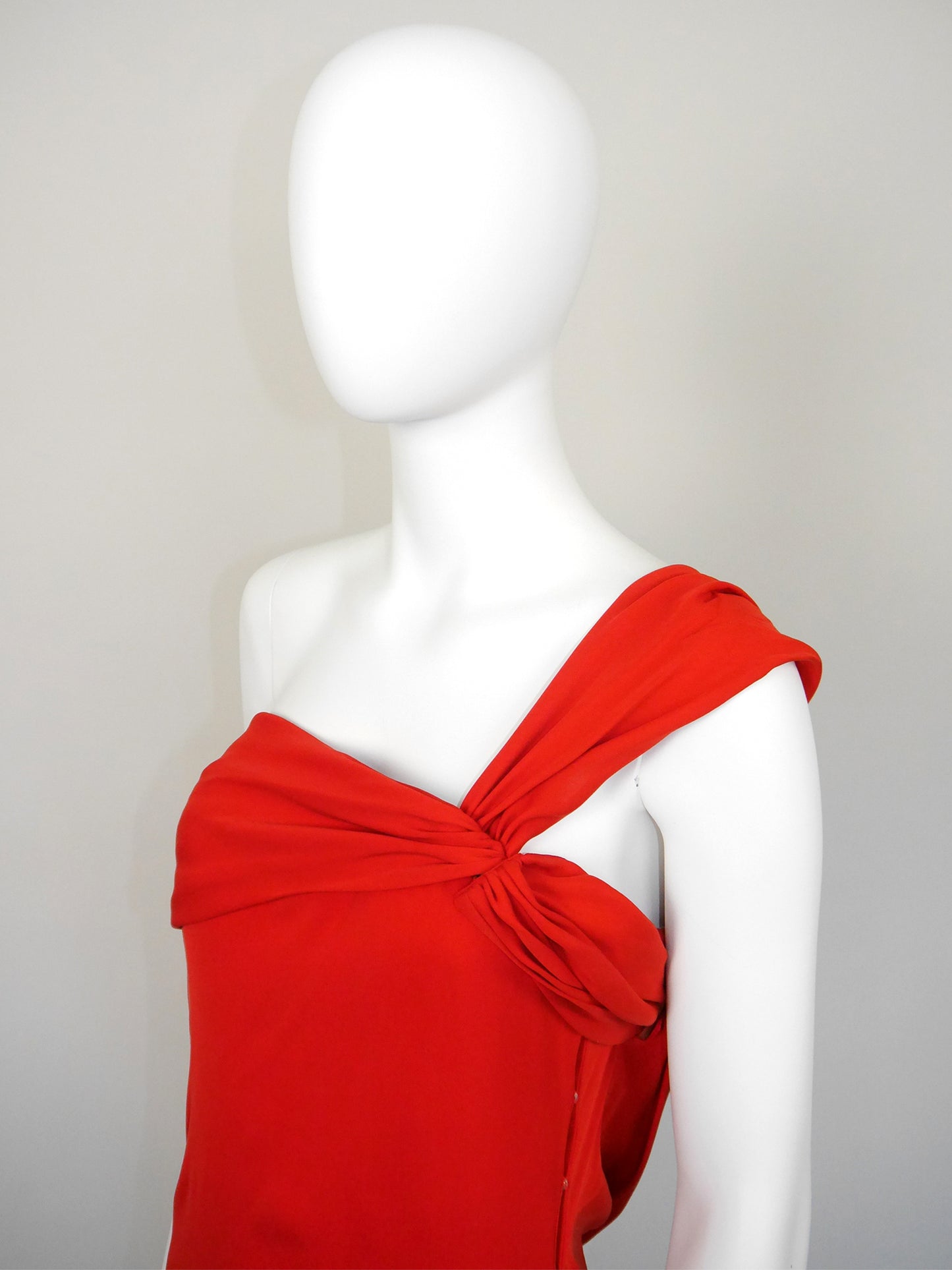 CHRISTIAN LACROIX Fall 2008 Vintage Draped Red Silk Maxi Evening Gown NWT Size M