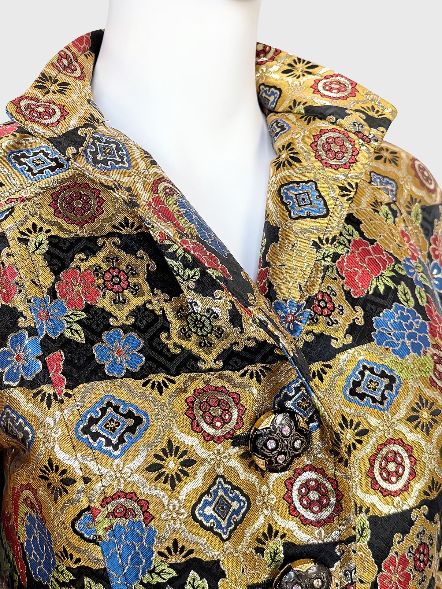 CHRISTIAN LACROIX 1990s Vintage Metallic Gold Brocade Evening Jacket Size M