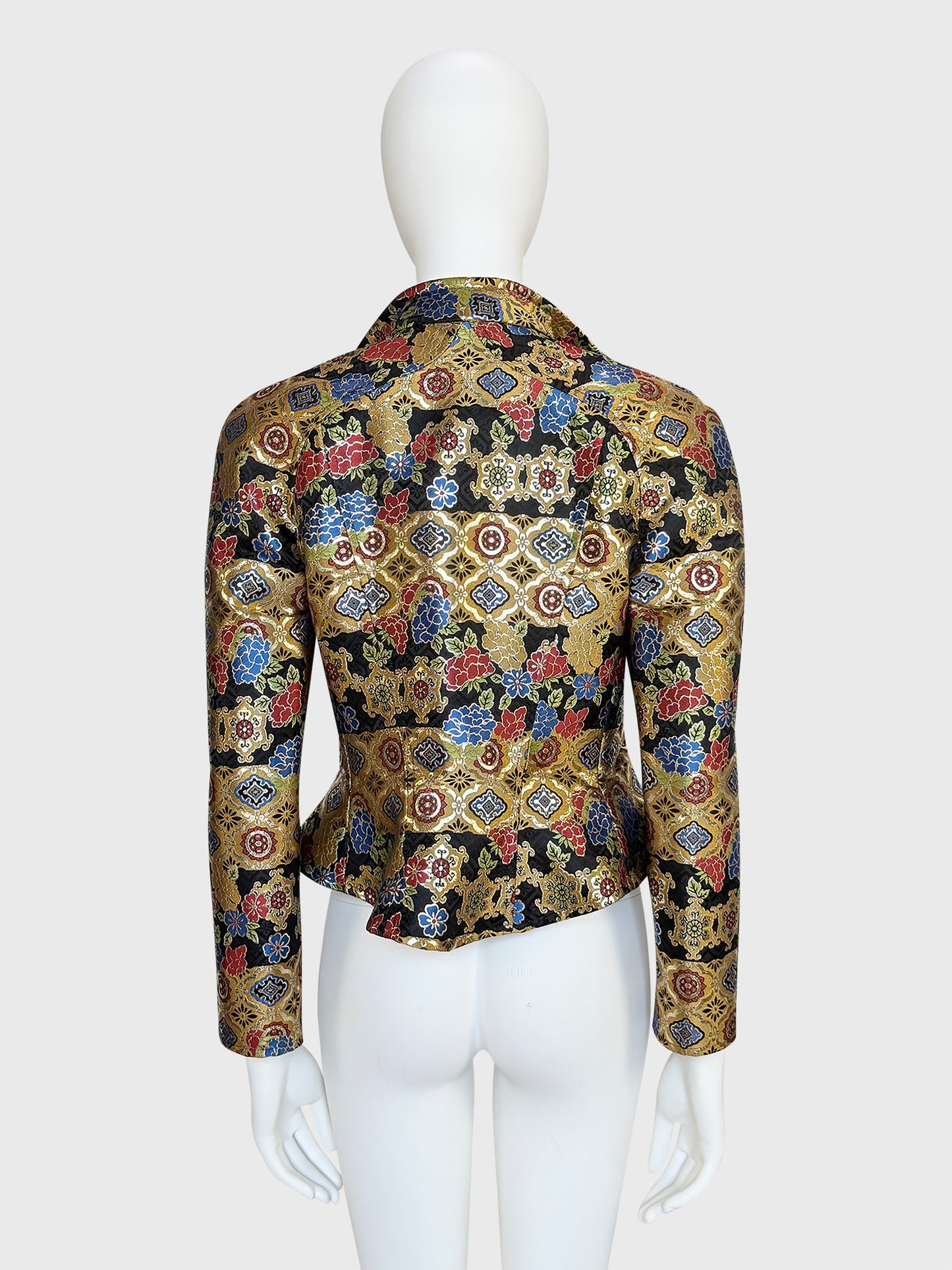 CHRISTIAN LACROIX 1990s Vintage Metallic Gold Brocade Evening Jacket Size M