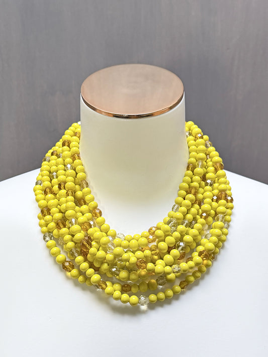 COPPOLA E TOPPO 1960s Vintage Yellow Draped Beaded Statement Necklace