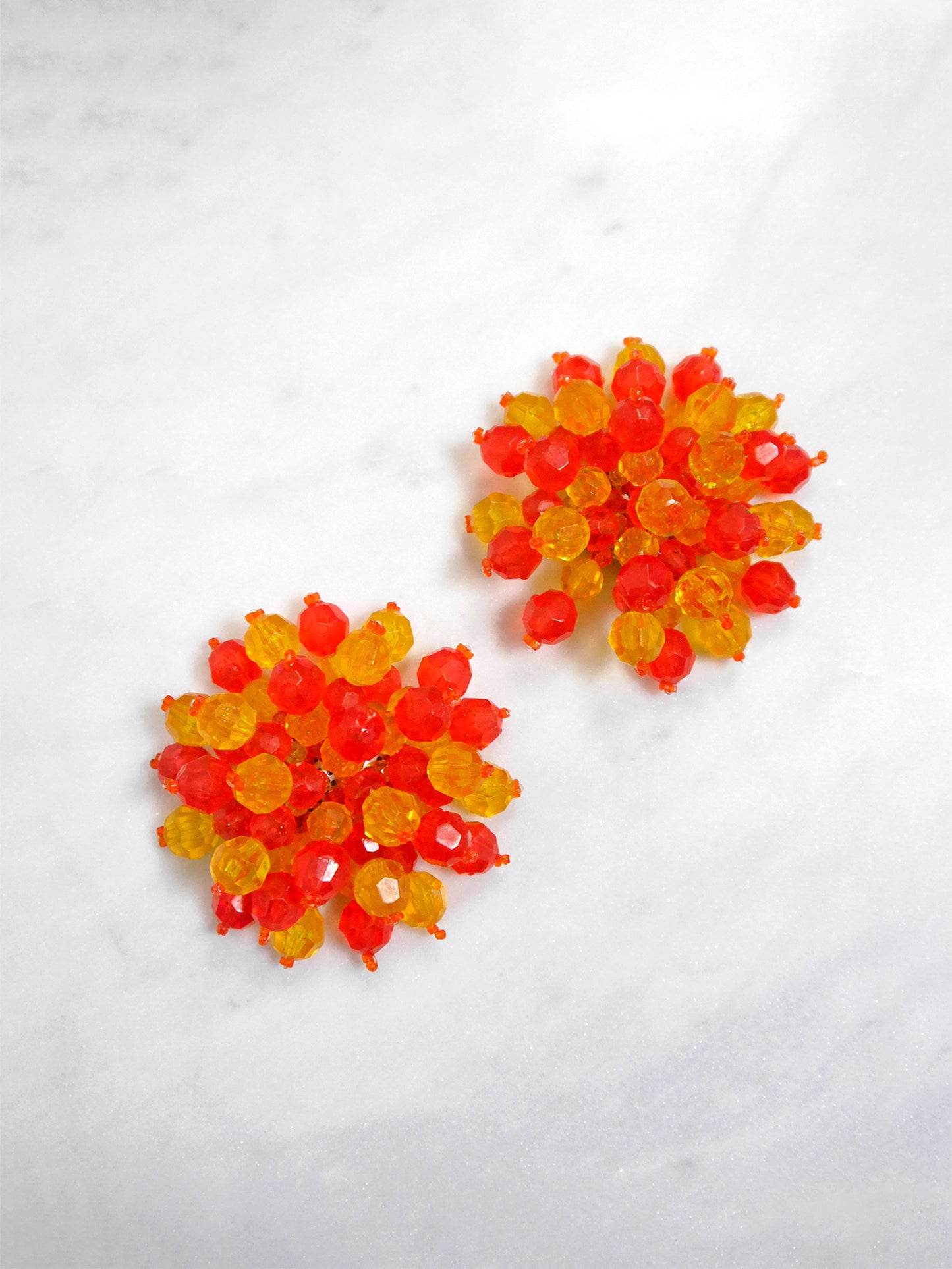COPPOLA E TOPPO 1960s Vintage Massive Oversized Beaded Clip-On Earrings