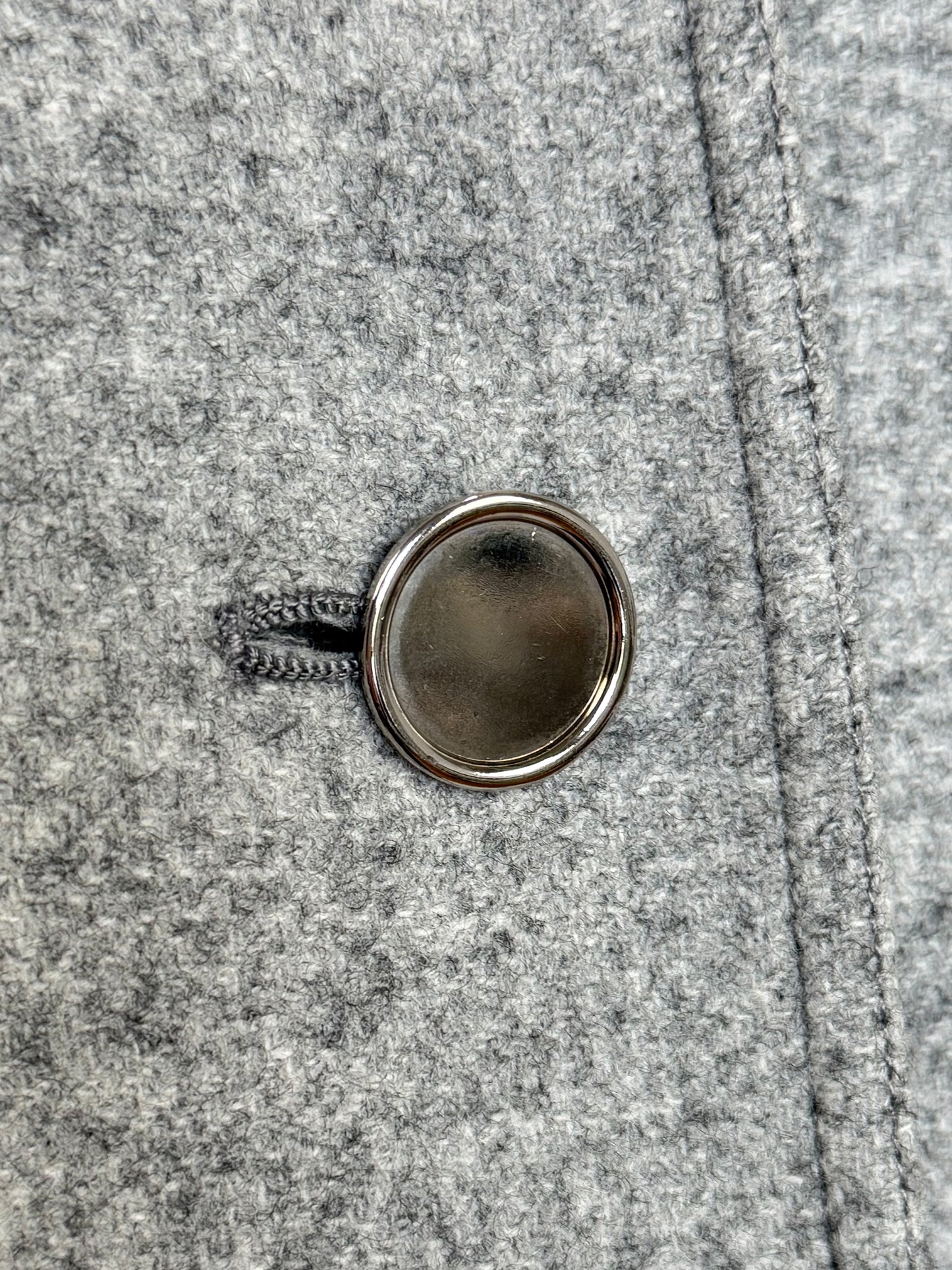 COURRÈGES 1970s Vintage Grey Wool Coat w/ Flap Pockets & High Back Vent Size XS-S