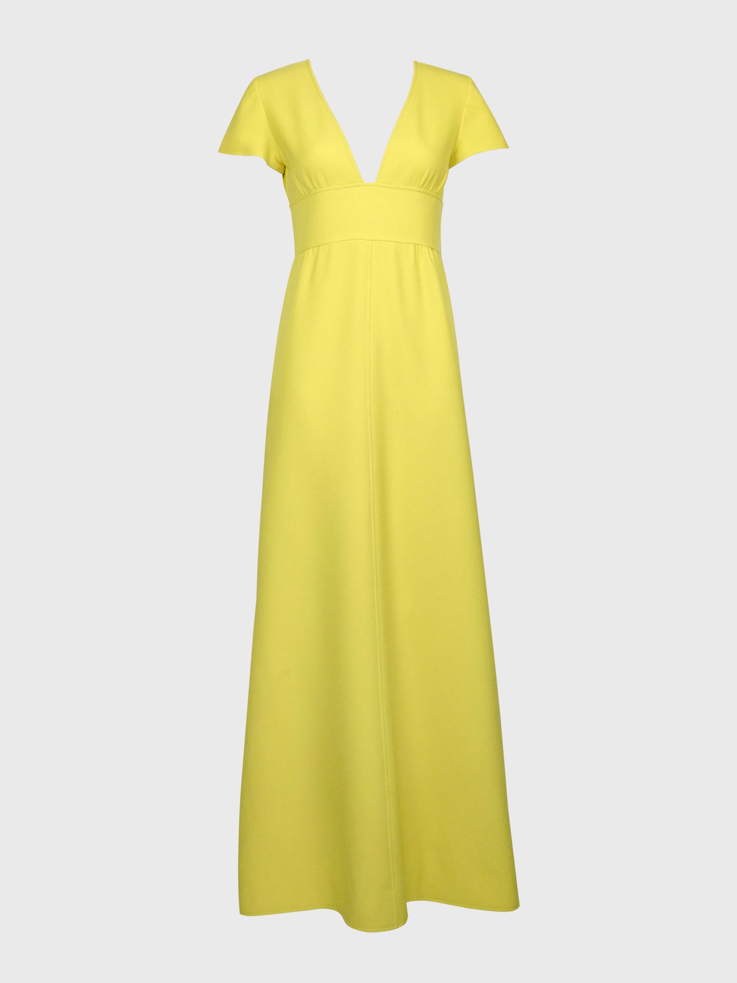 COURRÈGES Couture Future 1960s 1970s Vintage Yellow Maxi Dress Size XS-S