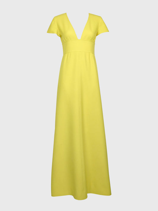 COURRÈGES Couture Future 1960s 1970s Vintage Yellow Maxi Dress Size XS-S