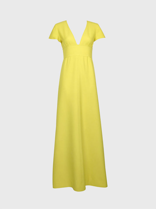 COURRÈGES Couture Future 1960s 1970s Vintage Yellow Maxi Dress Size XS-S
