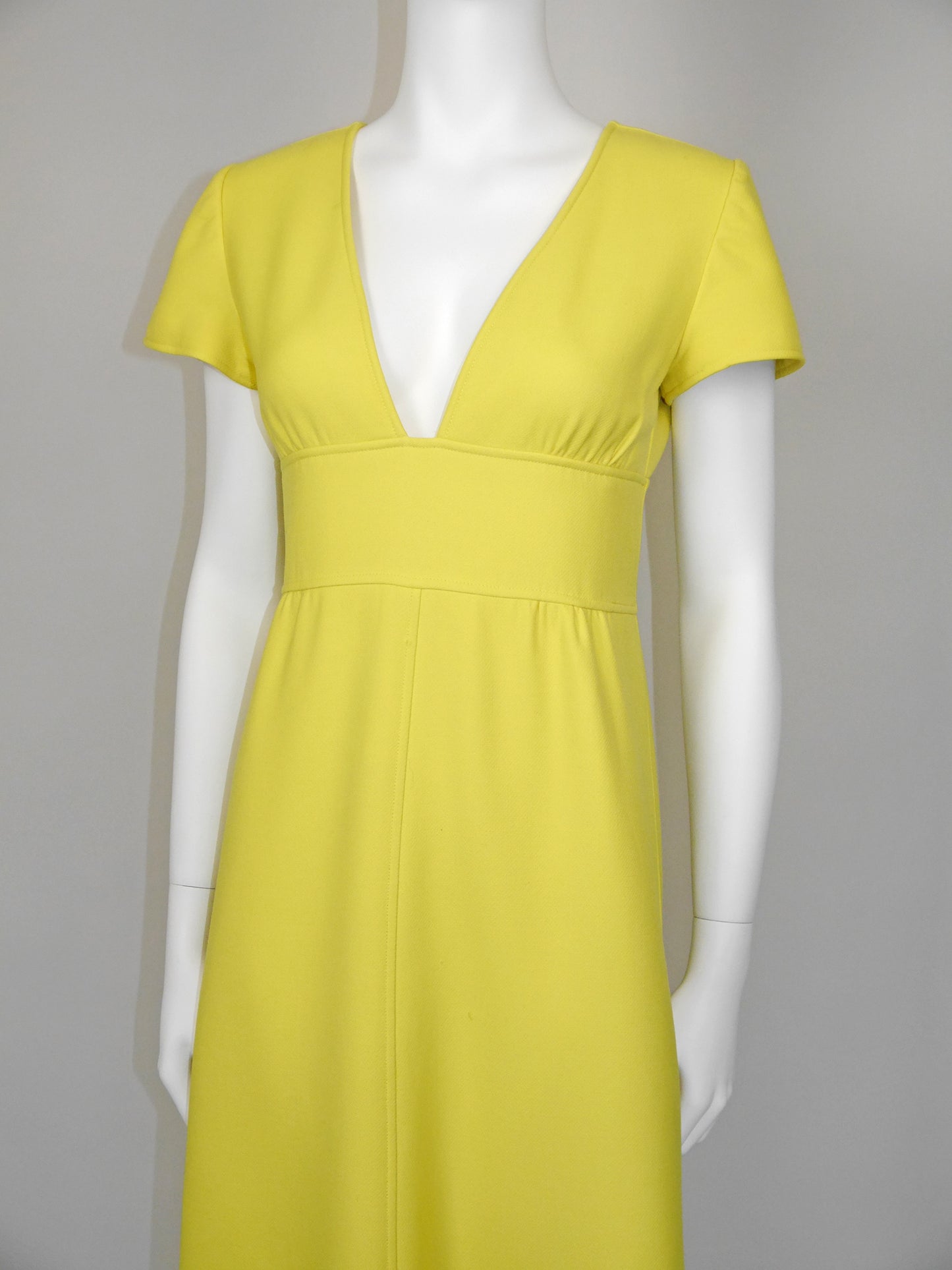 COURRÈGES Couture Future 1960s 1970s Vintage Yellow Maxi Dress Size XS-S