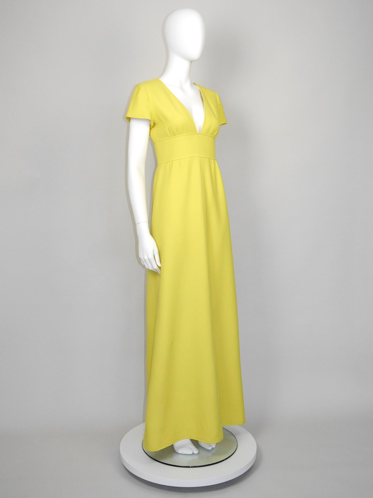 COURRÈGES Couture Future 1960s 1970s Vintage Yellow Maxi Dress Size XS-S