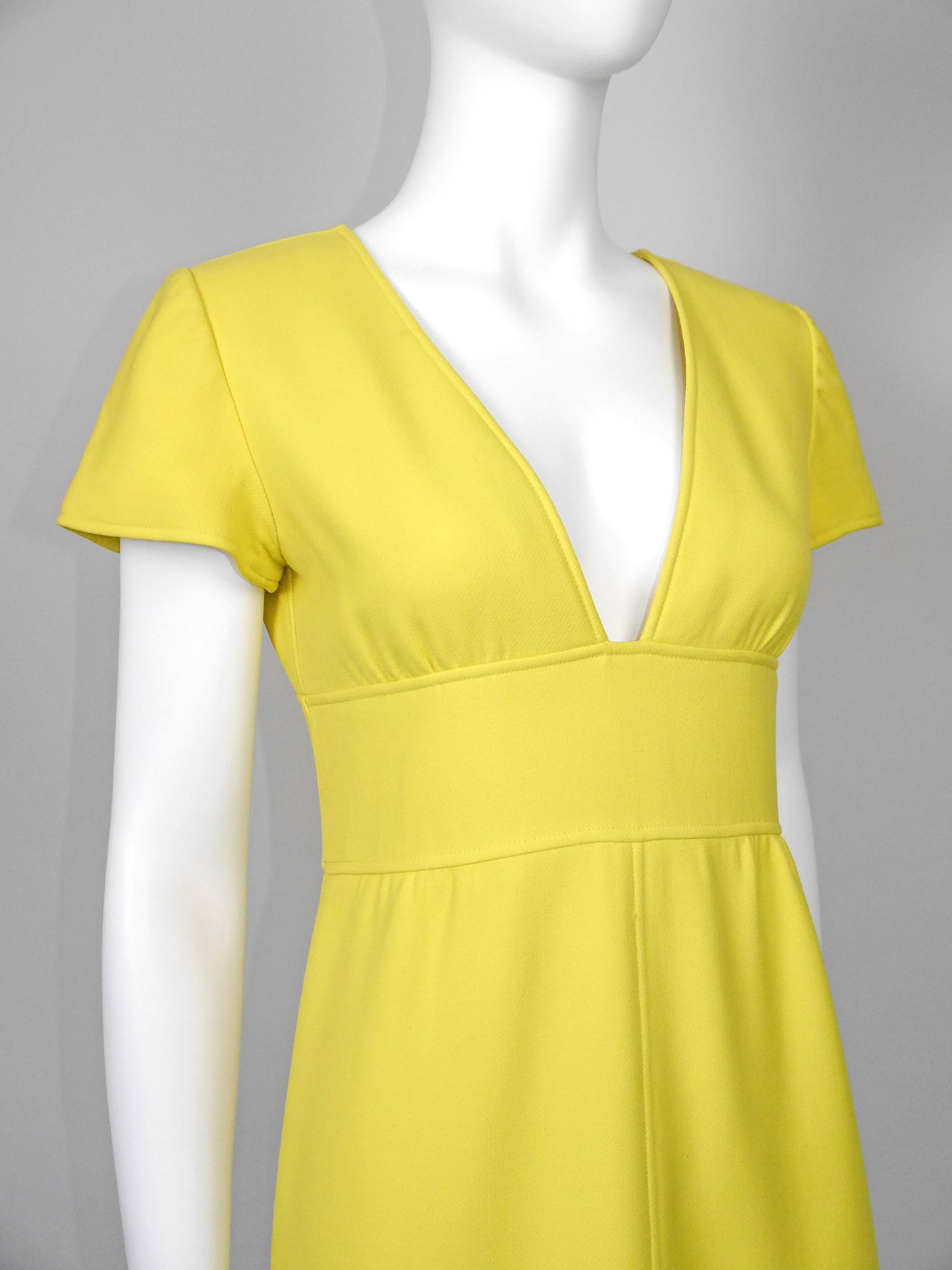 COURRÈGES Couture Future 1960s 1970s Vintage Yellow Maxi Dress Size XS-S