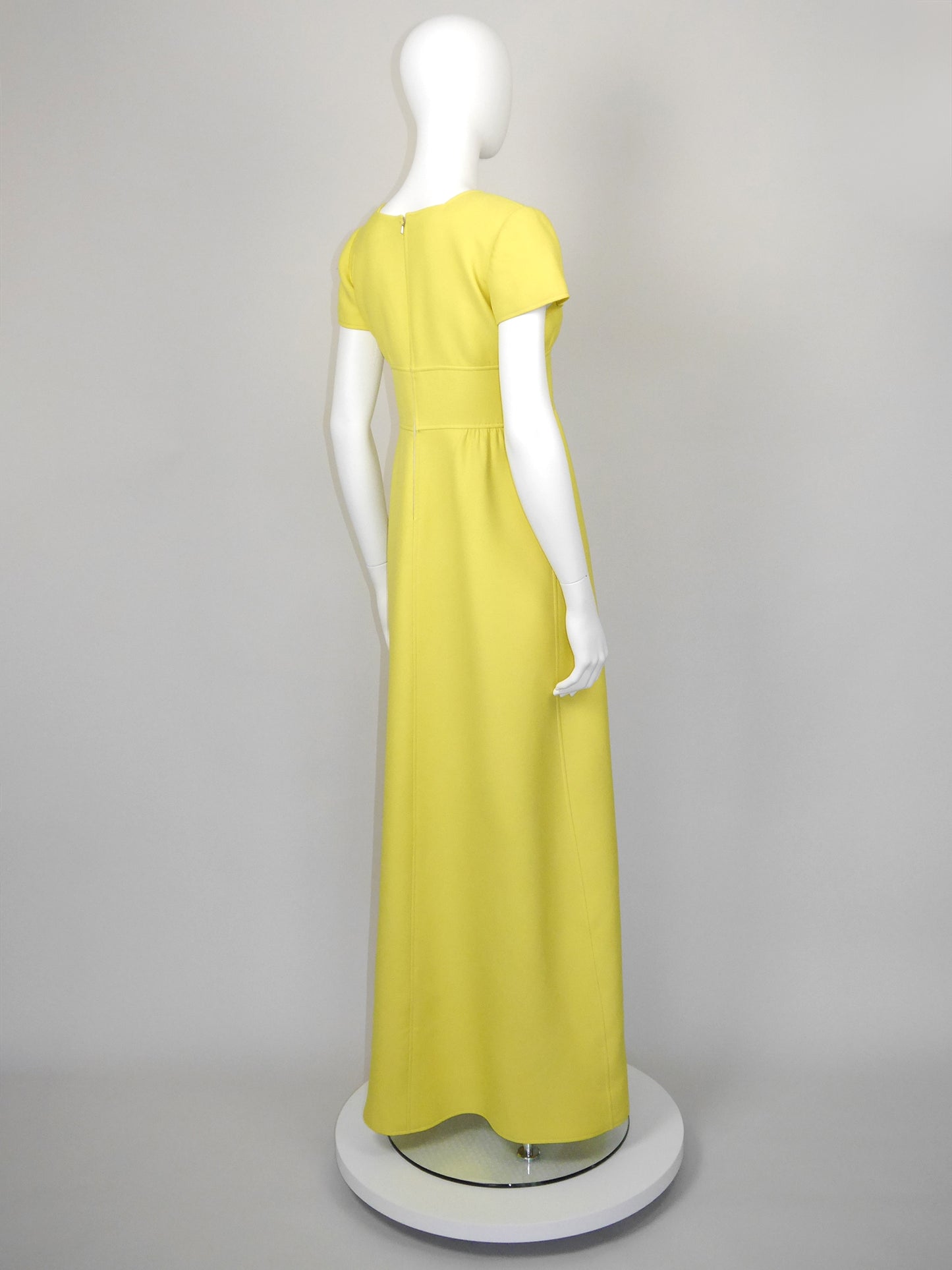 COURRÈGES Couture Future 1960s 1970s Vintage Yellow Maxi Dress Size XS-S