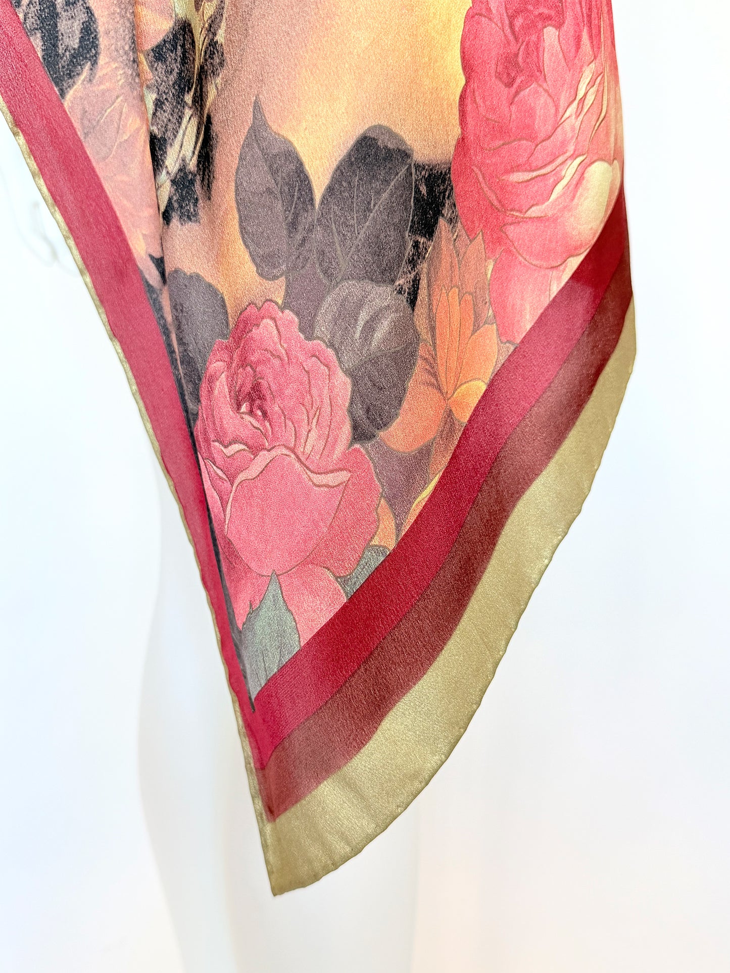 DOLCE & GABBANA 1990s Vintage Oversized Floral Baroque Print Silk Scarf 66x156 cm