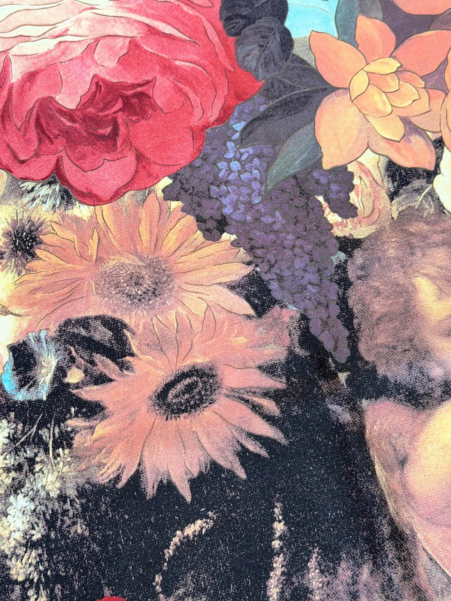DOLCE & GABBANA 1990s Vintage Oversized Floral Baroque Print Silk Scarf 66x156 cm