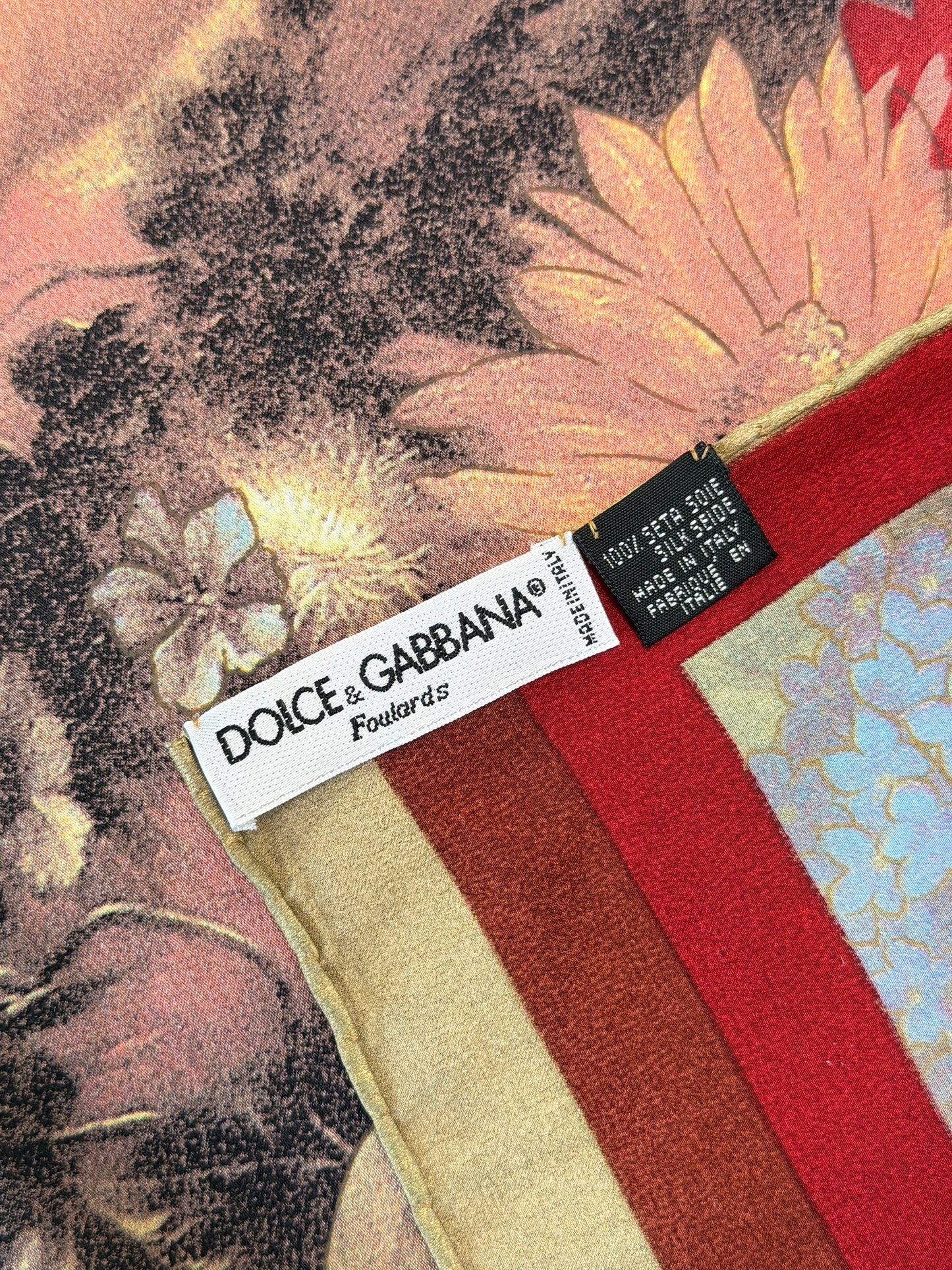 DOLCE & GABBANA 1990s Vintage Oversized Floral Baroque Print Silk Scarf 66x156 cm