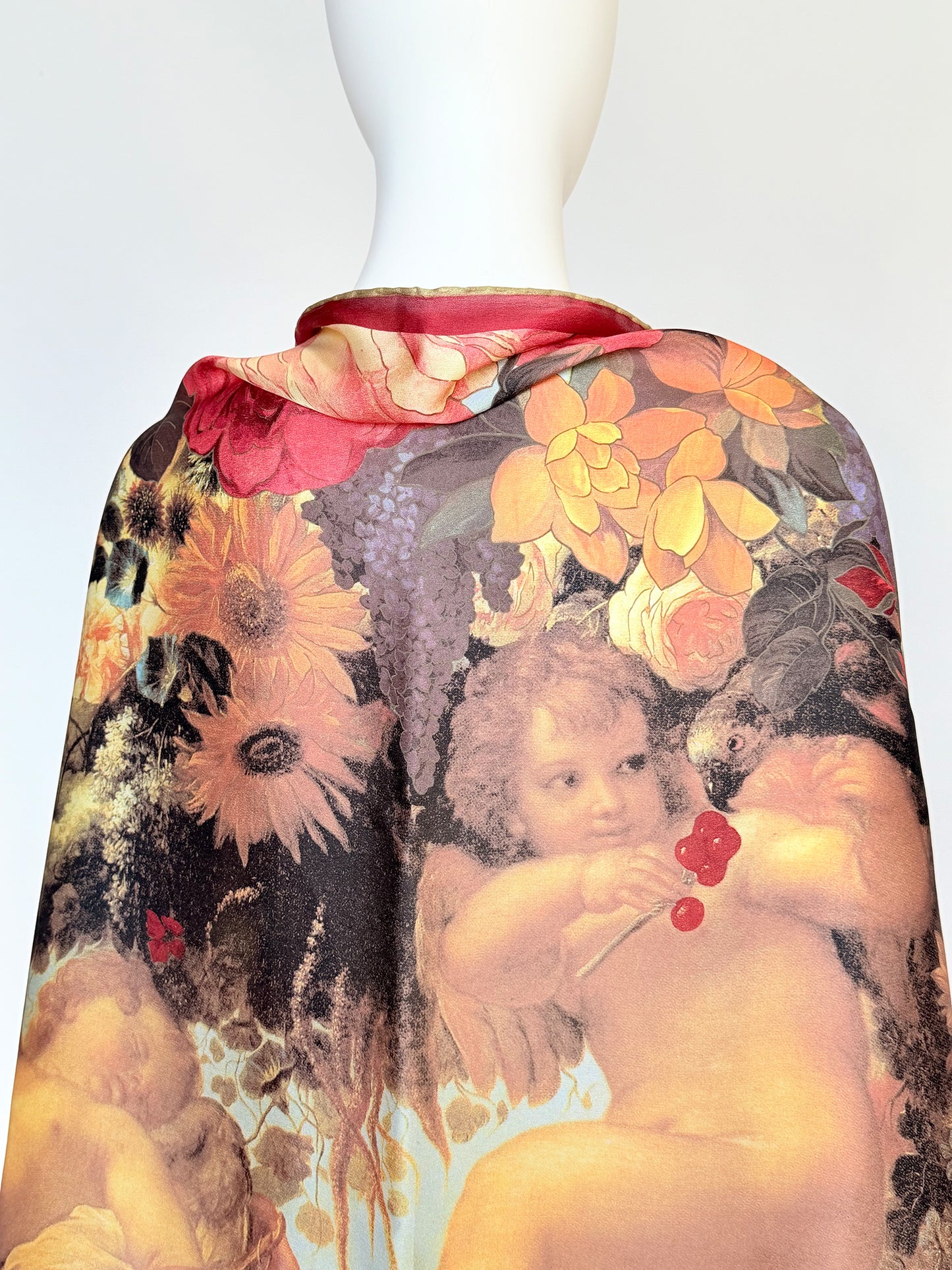 DOLCE & GABBANA 1990s Vintage Oversized Floral Baroque Print Silk Scarf 66x156 cm