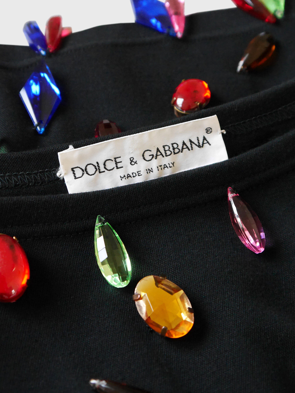 DOLCE & GABBANA c. Fall 1991 Vintage Rainbow Crystal Beaded Longsleeve Top