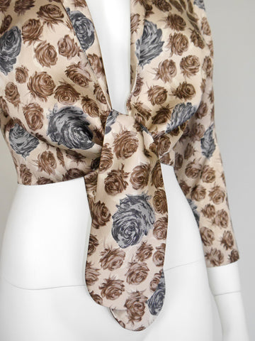 DOLCE & GABBANA Fall 1996 Vintage Cropped Rose Print Silk Blouse 