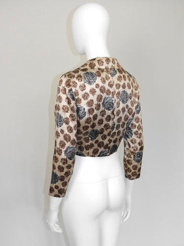 DOLCE & GABBANA Fall 1996 Vintage Cropped Rose Print Silk Blouse
