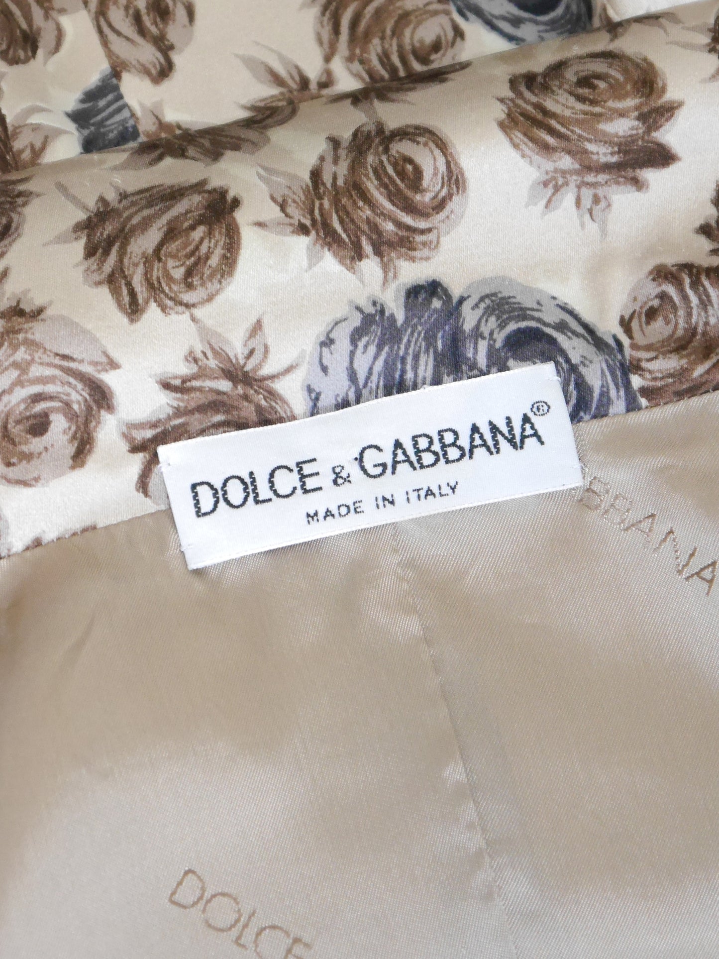 DOLCE & GABBANA Fall 1996 Vintage Cropped Rose Print Silk Blouse or Jacket Size S