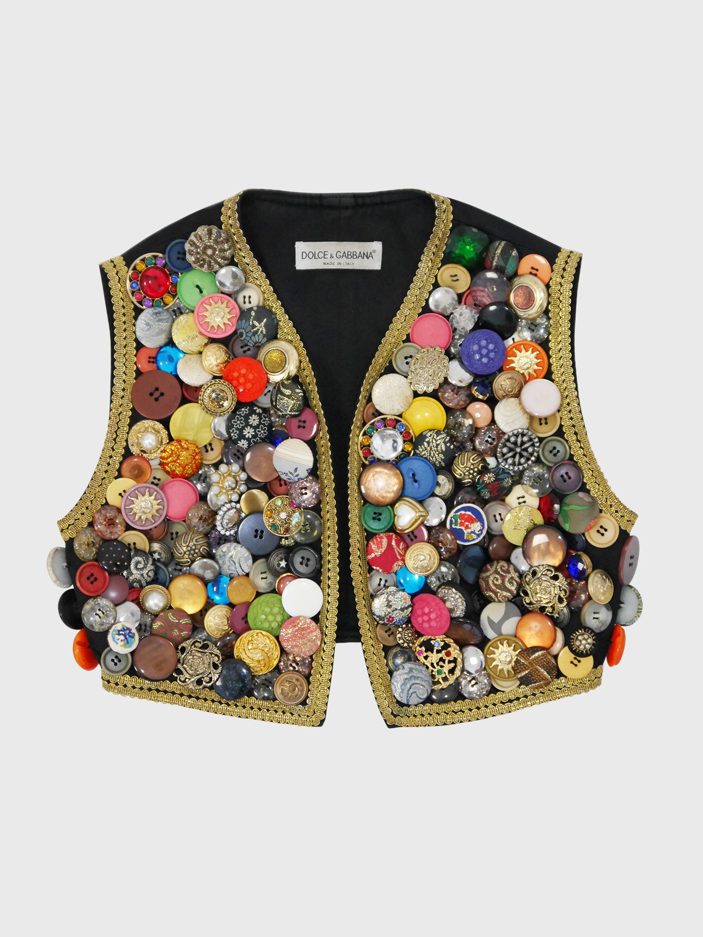 DOLCE & GABBANA Spring 1993 Vintage Button Embellished Cropped Vest Size S