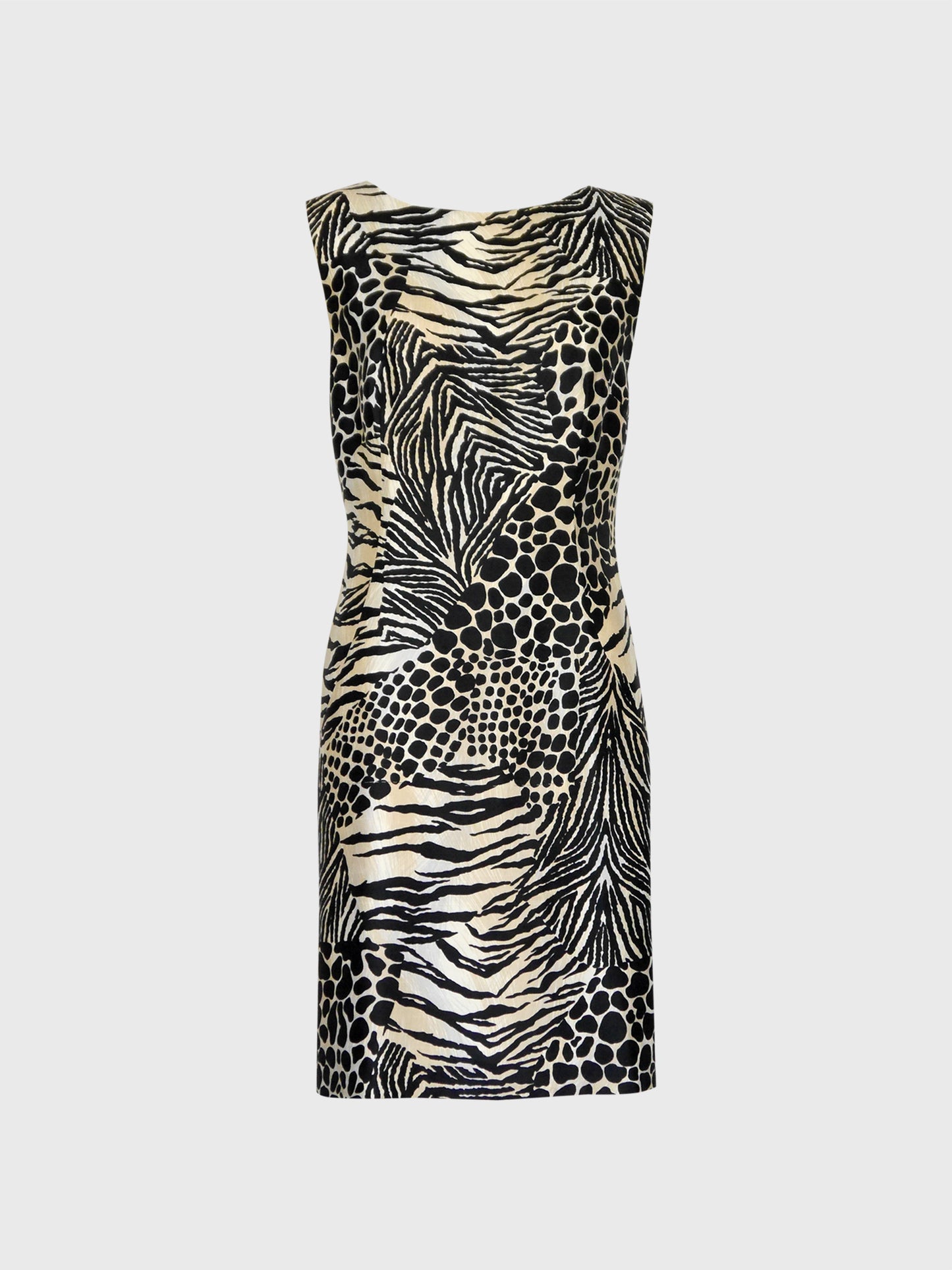 DOLCE & GABBANA Spring 1996 Vintage Animal Print Raw Silk Dress Size M