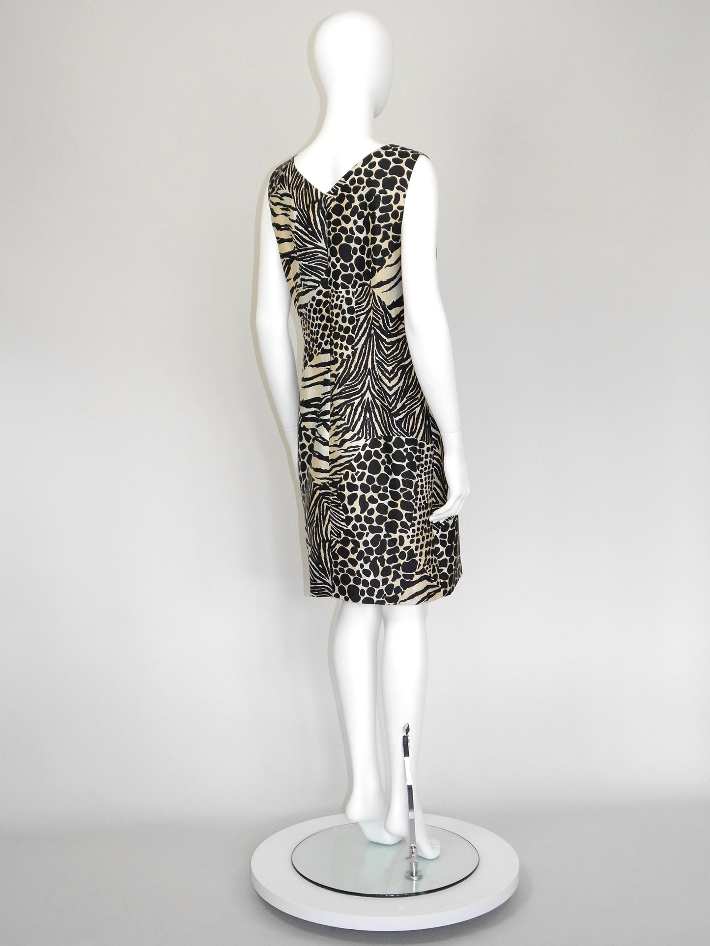 DOLCE & GABBANA Spring 1996 Vintage Animal Print Raw Silk Dress Size M