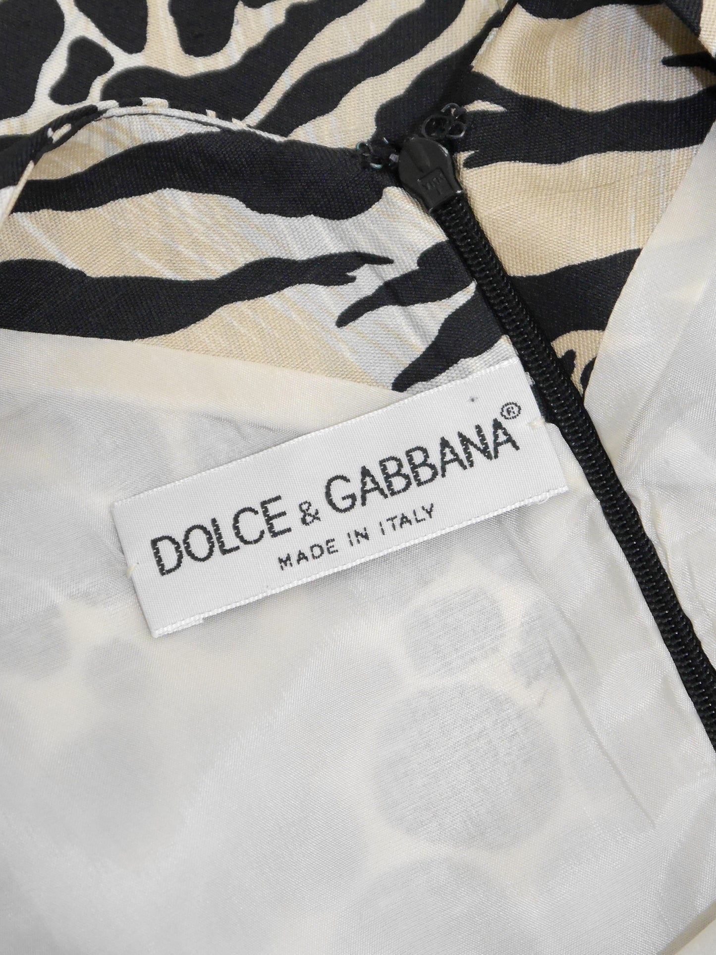 DOLCE & GABBANA Spring 1996 Vintage Animal Print Raw Silk Dress Size M