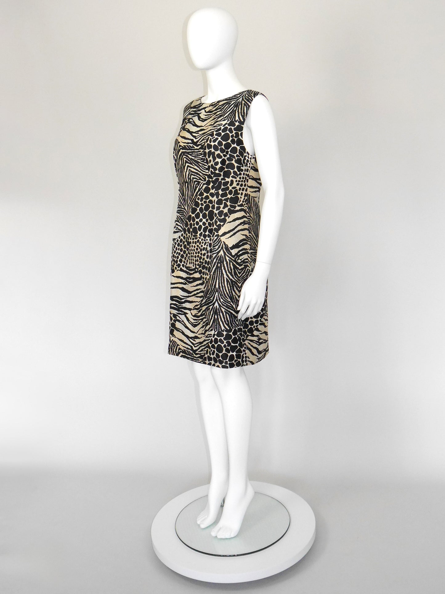 DOLCE & GABBANA Spring 1996 Vintage Animal Print Raw Silk Dress Size M