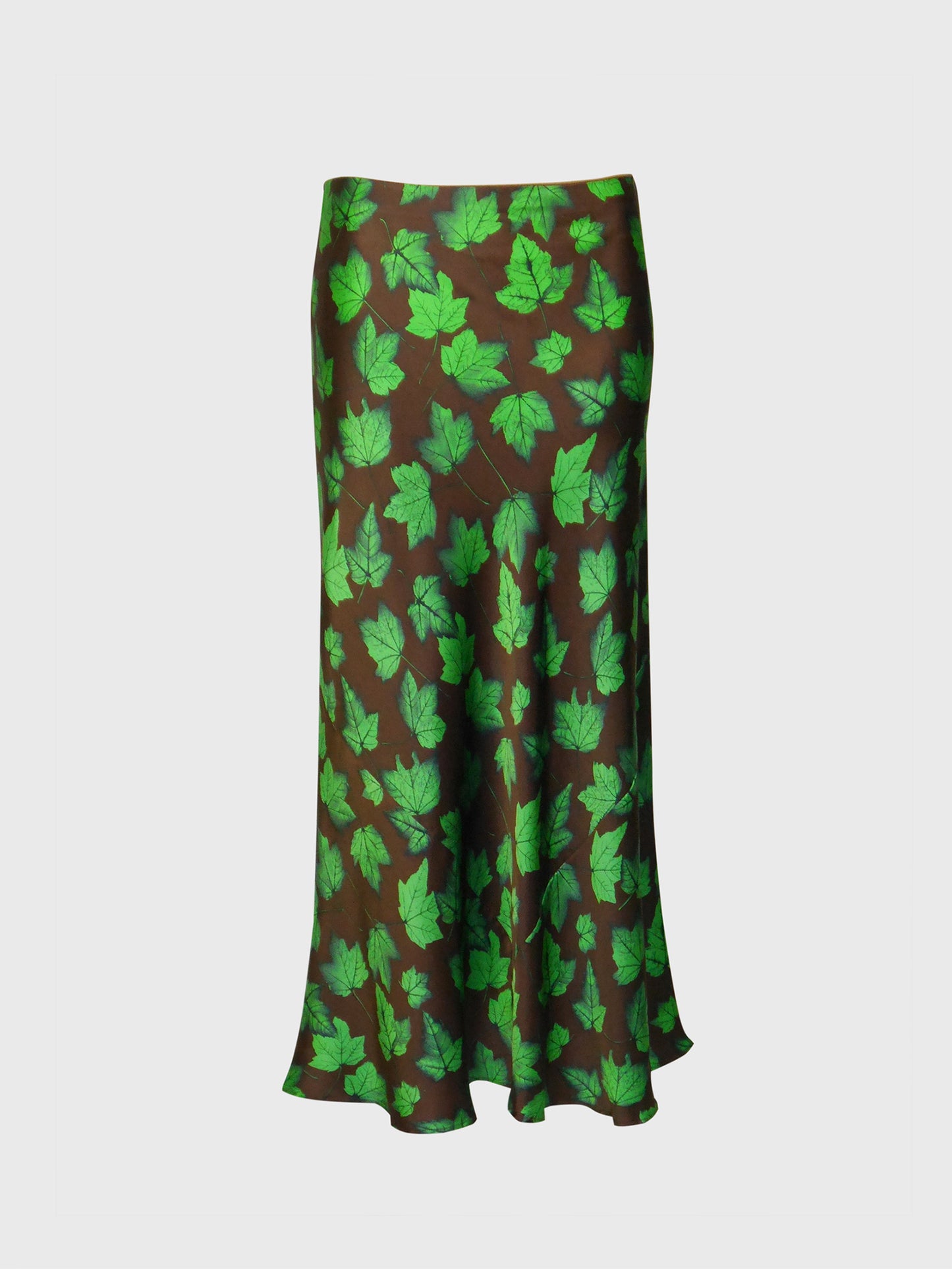 DOLCE & GABBANA Spring 1997 Vintage Leaf Print Silk Maxi Skirt Size S-M